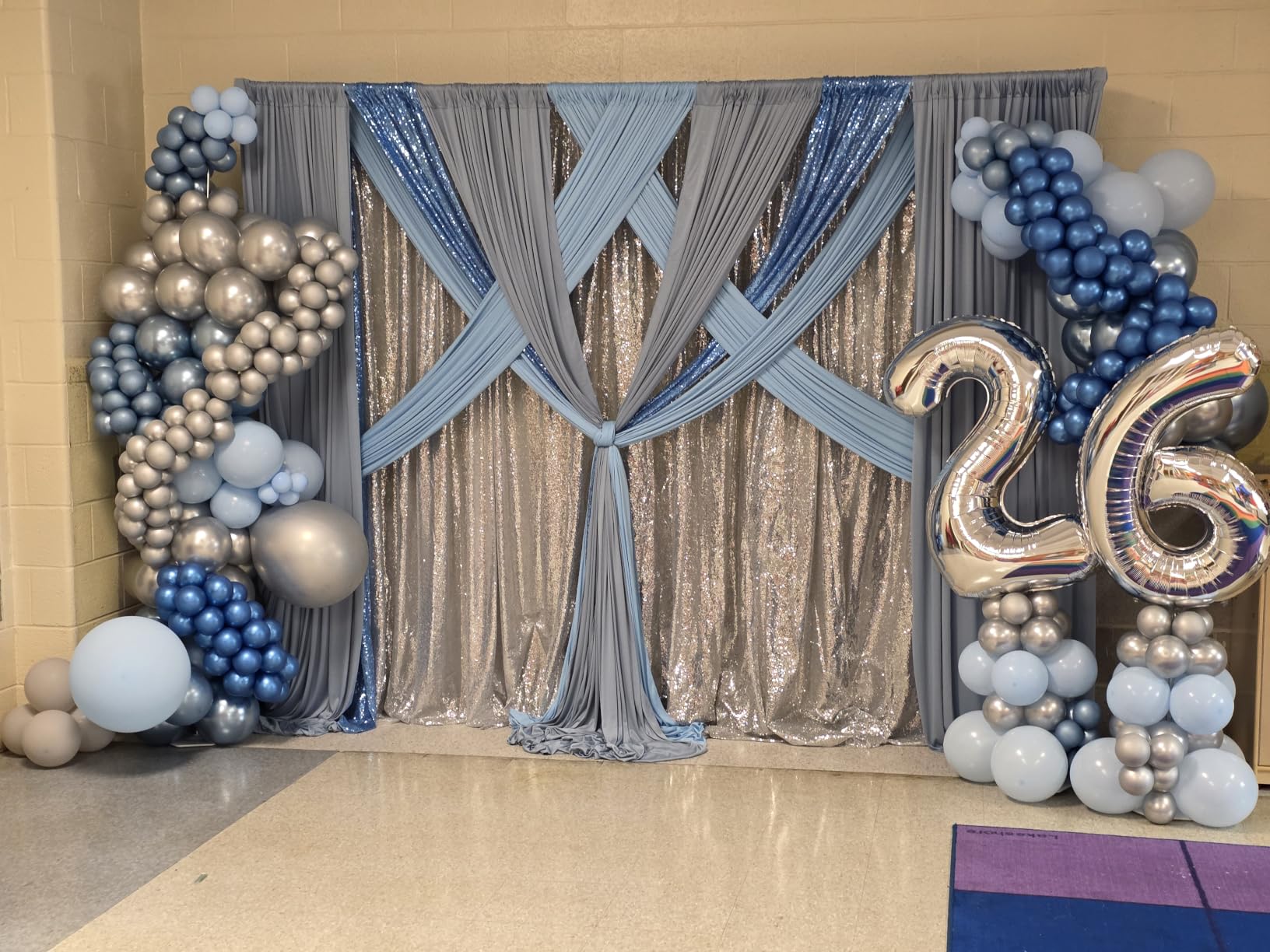 10x10ft Double Crossbar Pipe and Drape Stand Kit, Heavy Duty Backdrop Stand Adjustable, Sturdy Metal Back Drop Decoration Frame with Flat Base for Parties, Flower Wall, Wedding, Trade Shows, Photography customer photo 1