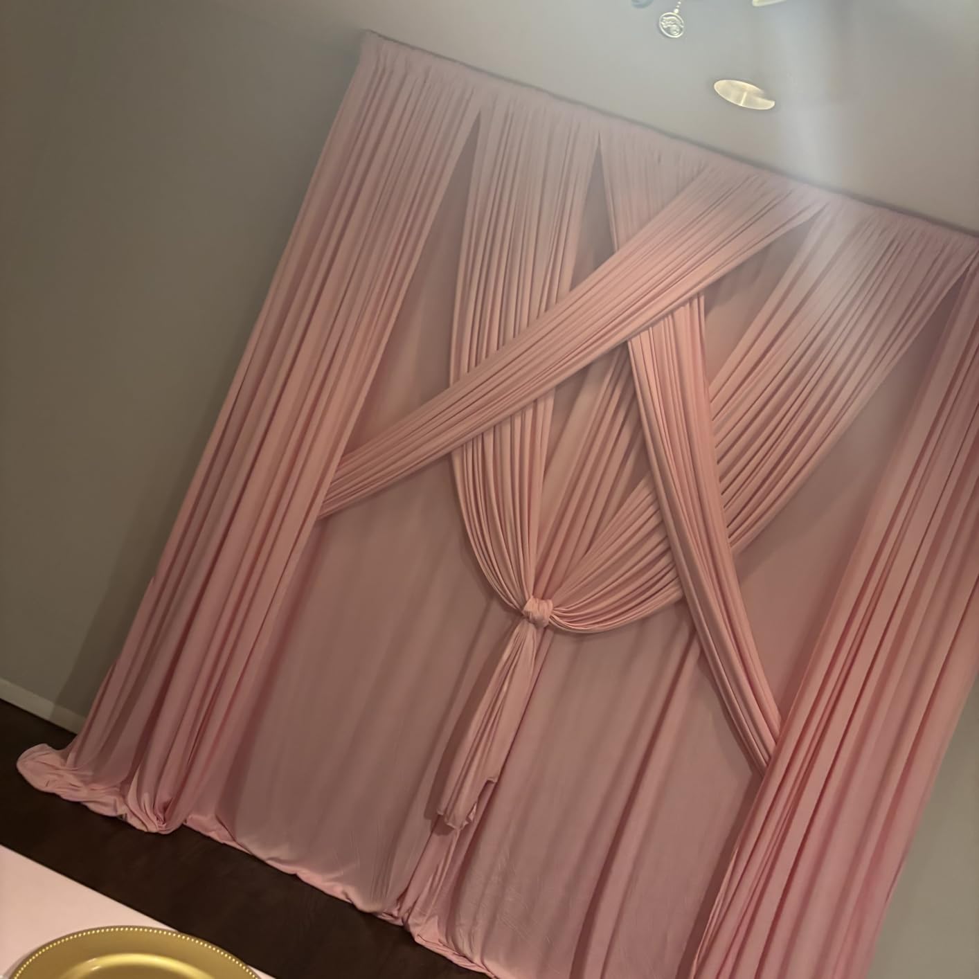 10x10ft Double Crossbar Pipe and Drape Stand Kit, Heavy Duty Backdrop Stand Adjustable, Sturdy Metal Back Drop Decoration Frame with Flat Base for Parties, Flower Wall, Wedding, Trade Shows, Photography customer photo 2