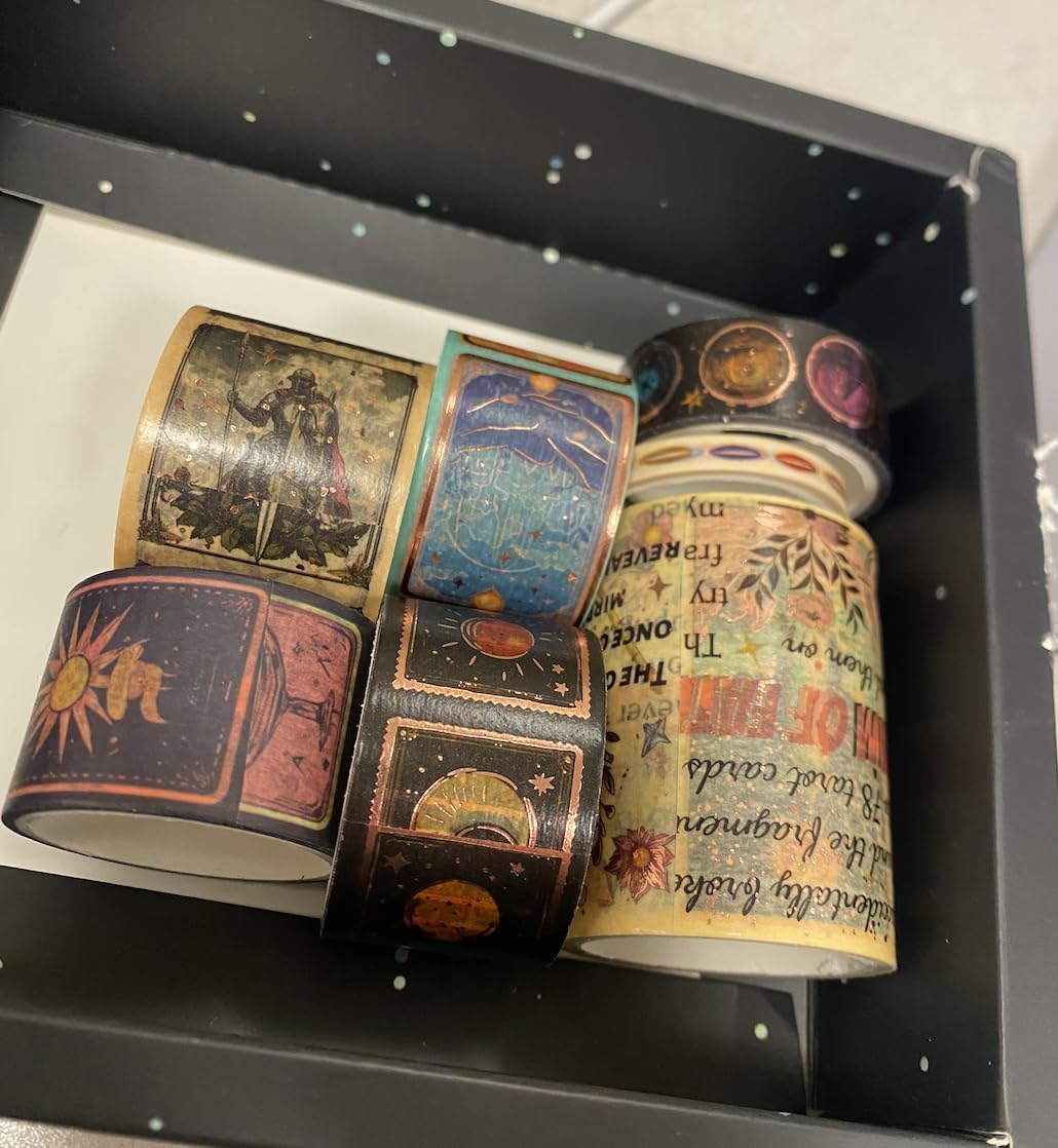 Gold Foil Washi Tape Set - 23 Rolls Tarot Washi Stickers Vintage Decorative Tapes for Journaling Supplies, Scrapbooking, DIY Crafts, Junk Journal, Craft Supplies (Celestial Symbols/ Starry/ Magic) customer photo 1