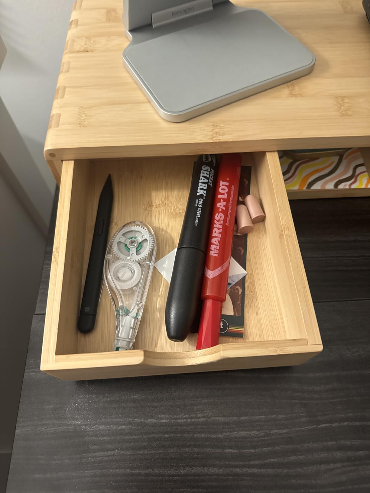 Bamboo Monitor Stand Riser with Drawer | Ergonomic Computer Riser for Desk with Cable Management & Storage Organizer, Wood Monitor Stand for Home Office customer photo 1