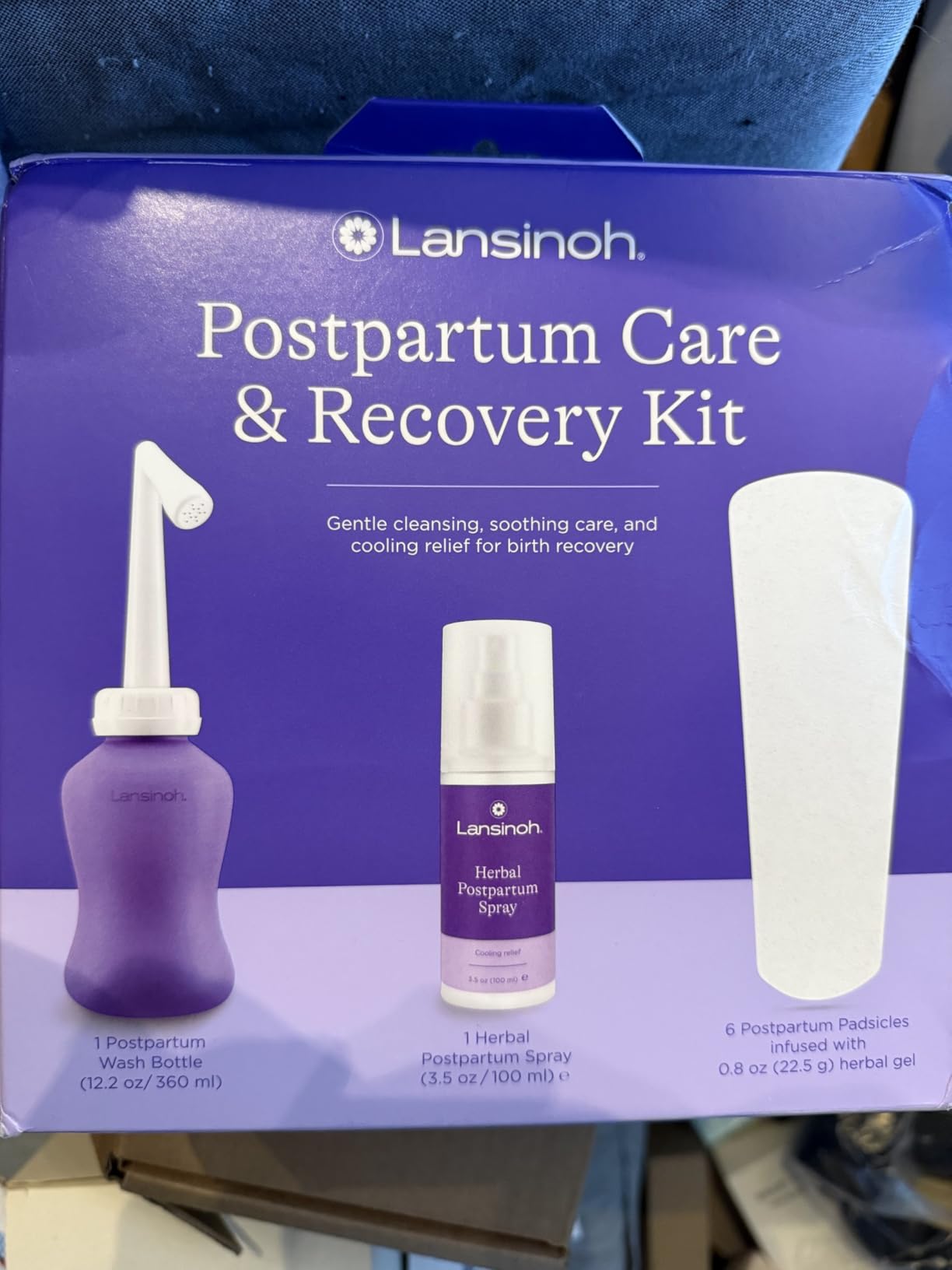 Lansinoh Postpartum Recovery Essentials Kit, 8-Piece | New Mom Gift Set with Peri Bottle, Perineal Herbal Spray & Ice Packs for Soothing After Birth Care customer photo 2