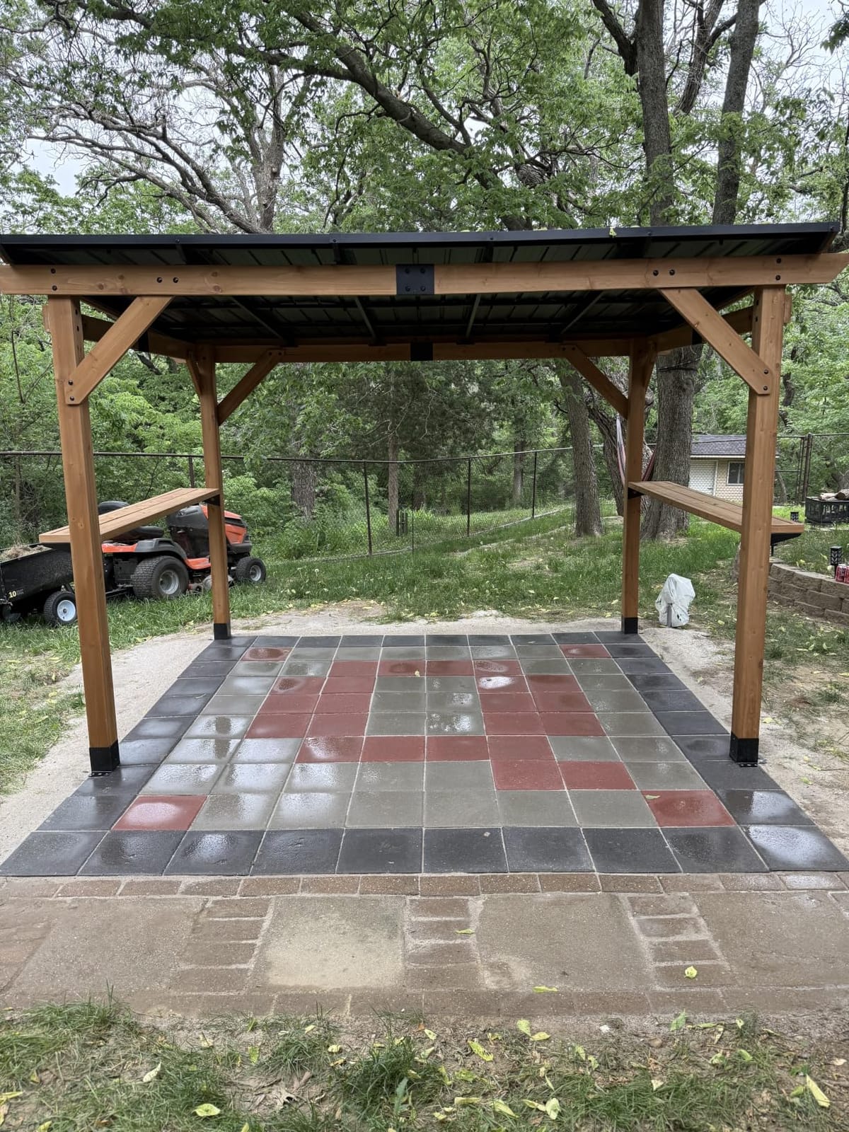 CHARMELEON 12' x 20' Cedar Wood Gazebo, Wooden Gazebo with 4.6in Thickened Posts & Sloped Galvanized Steel Roof, Permanent Hardtop Patio Pavilion for Outdoor, Backyard, Garden, Kitchen-Gray customer photo 2