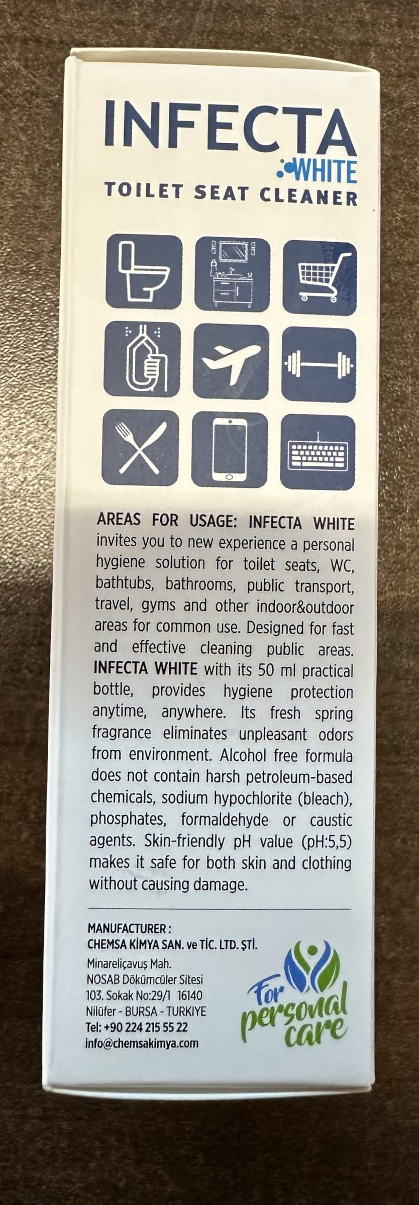 INFECTA WHITE - Toilet Spray, Travel Size Multipurpose Cleaning Spray (50 ml), All Purpose Cleaner for Toilet Seats, Bathtub, Fresh Scent, Bathroom Essentials & Mini Travel Toiletries (Pack of 1) customer photo 2