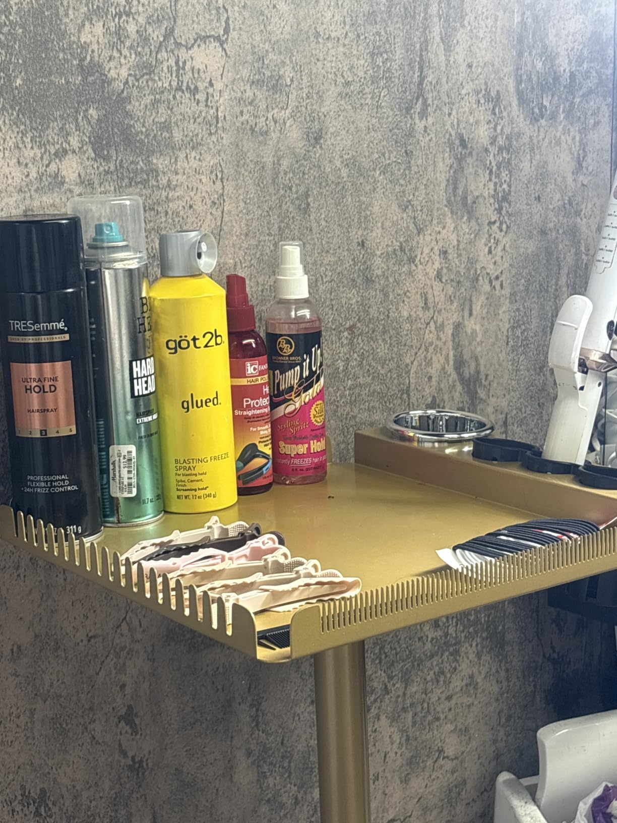 TASALON Gold Salon Tray on Wheels - Salon Rolling Tray Set with Magnetic Hair Dye Bowl, Heat-Resistant Tool Rack, Hair Extension Holder for Styling, Rolling Tool Cart & Hair Salon Station Organizer customer photo 1