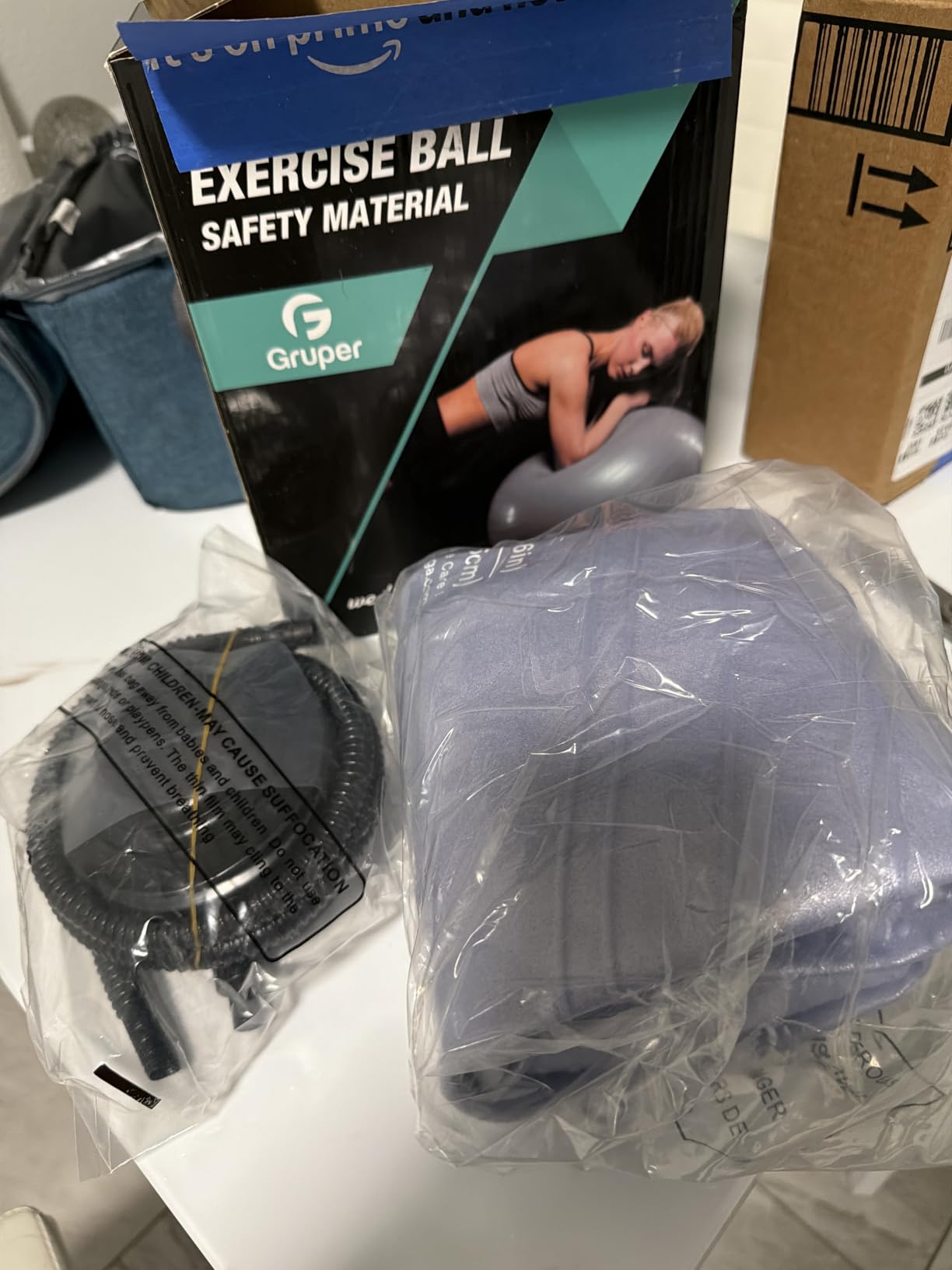 Gruper Yoga Ball, Extra Thick Exercise Ball for Workout Pregnancy Stability - 4 Sizes Anti Burst Balance Ball for Yoga, Pilates, Fitness, Birthing, Physical Therapy - Includes Pump customer photo 2