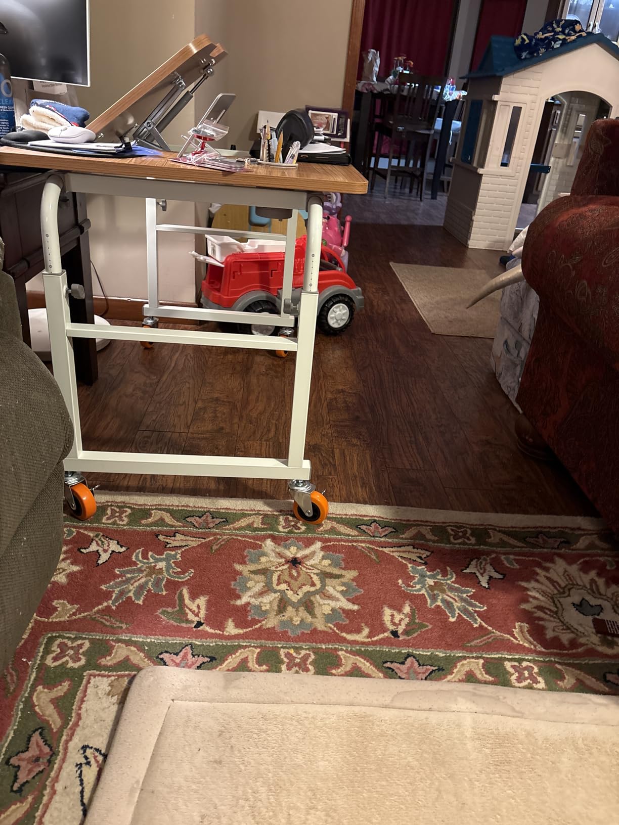 VIVO Mobile Over the Bed and Recliner Table, Tilting Laptop Tray with Height and Length Frame Adjustment, Ergonomic Overbed Kids and Adult Desk on Wheels, Black, DESK-V202B customer photo 2