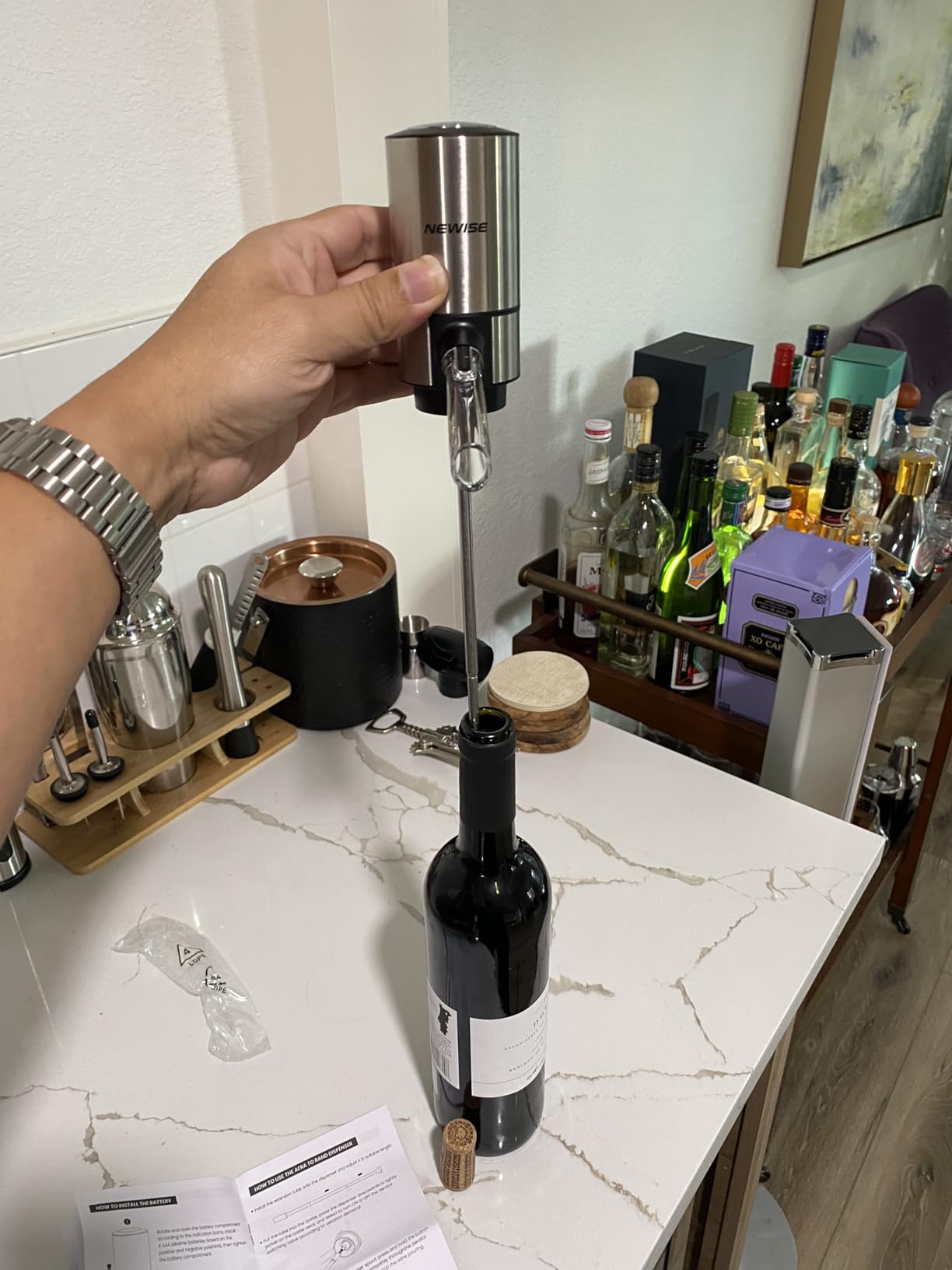Newise Rechargeable Electric Wine Gift Set: Wine Opener, Aerator, Vacuum Stoppers & Foil Cutter - Wine Lovers Gifts for Women Men - Christmas & White Elephant Gifts customer photo 2