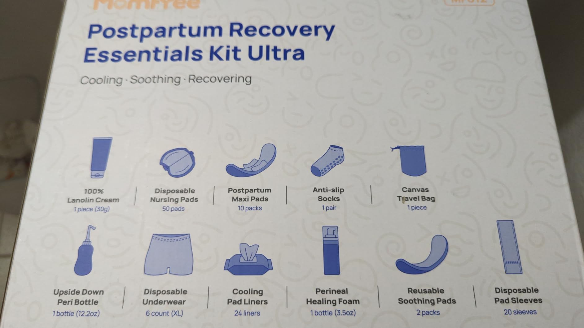 Upgraded Postpartum Essentials Recovery Kit for Women: Labor Delivery Post Partum - Perineal Healing Foam & Upside Down Peri Bottle | 6 Disposable Underwear | Soothing Pads | Nursing & Maxi Pads customer photo 1
