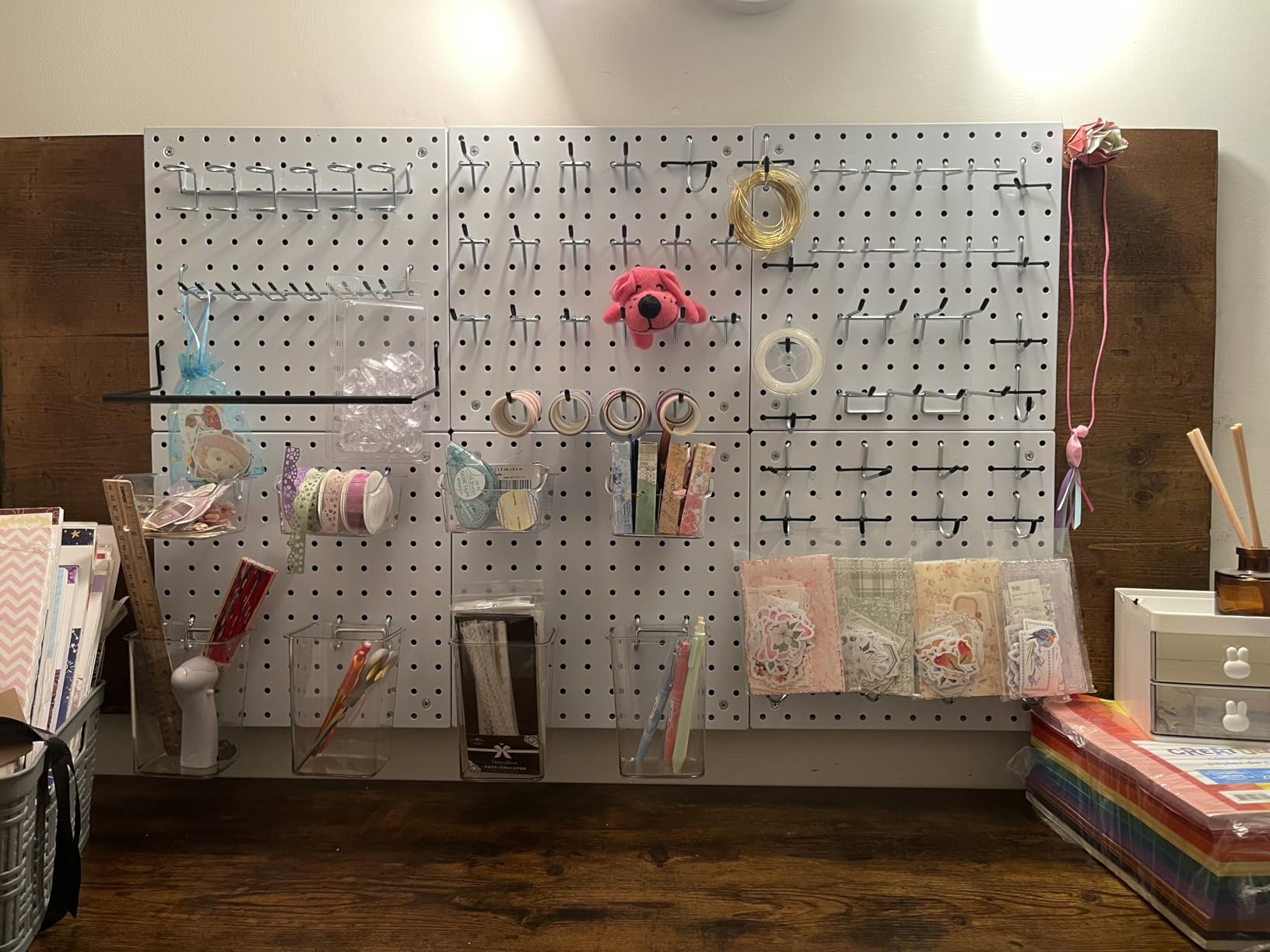 Peg Board Kit, Includes Pegboard and Accessories,with Hooks and Bins,Peg Board Wall Organizer for Office,Ornaments Display,Crafts Organization (66, Black) customer photo 2