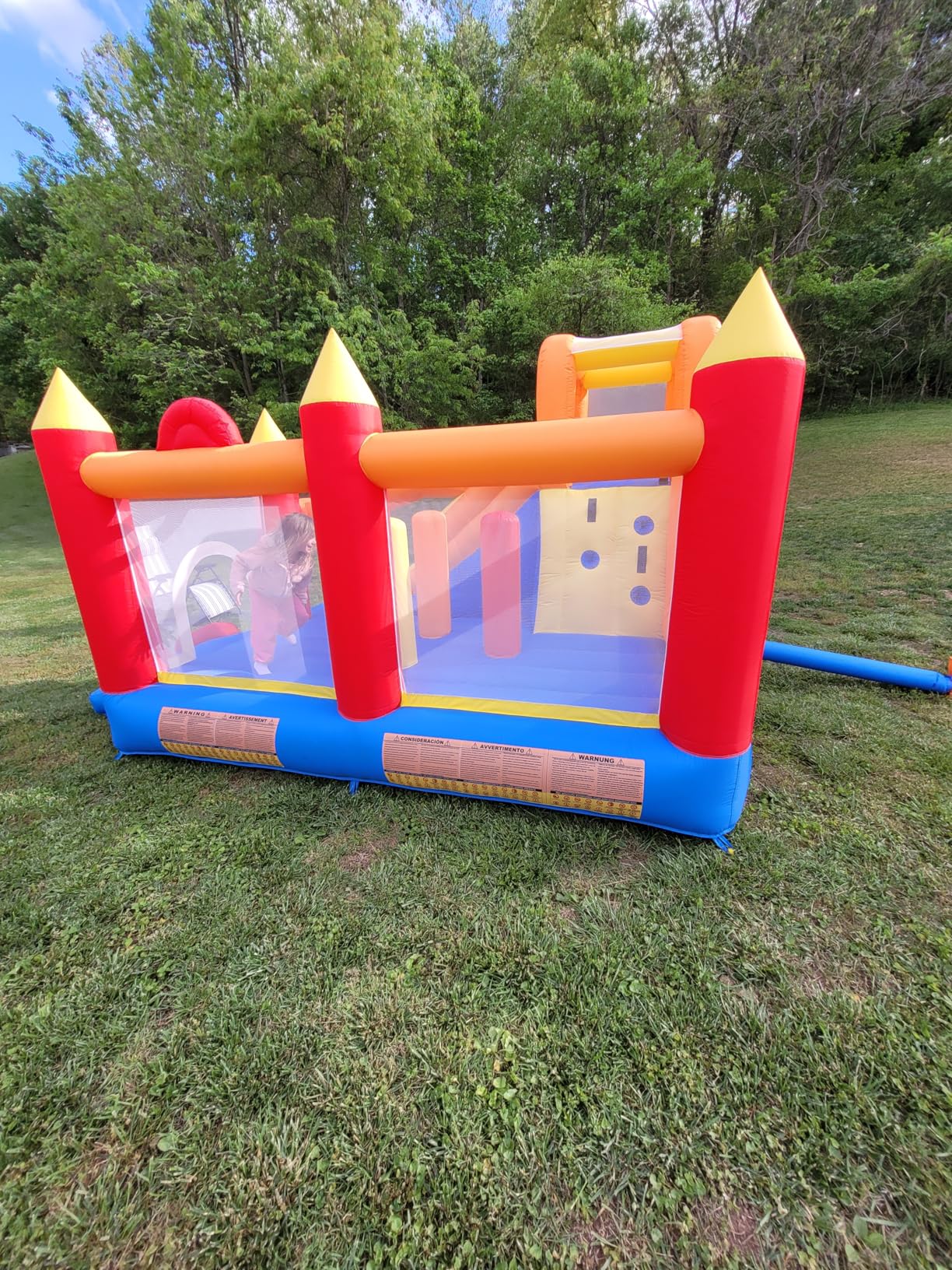 Baralir Inflatable Bounce House with 8.98 * 4.82 Ft Oversized Jump Area | 88'' Extra-Long Slide Kids Bounce House with Climbing Wall, Obstacle Poles & Hoop- Durable & Safe Backyard Fun for Kids customer photo 1