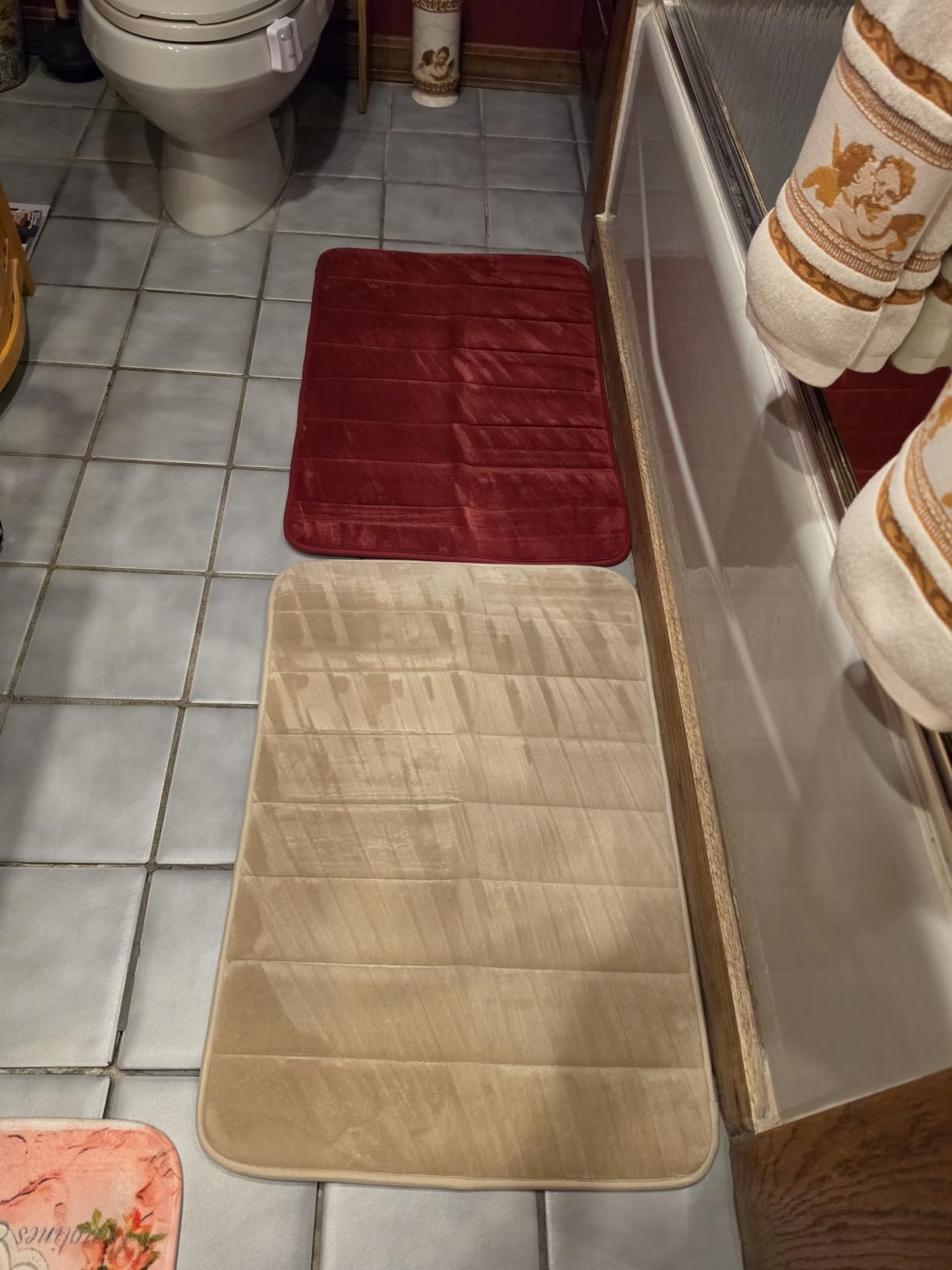 OLANLY Memory Foam Bath Mat 30x20, Super Soft and Absorbent Bathroom Rugs, Grey, Quick Dry Bath Rug, Machine Washable Shower Floor Mats, Bathmat Carpet for Bathroom Floor, Tub and Shower customer photo 1