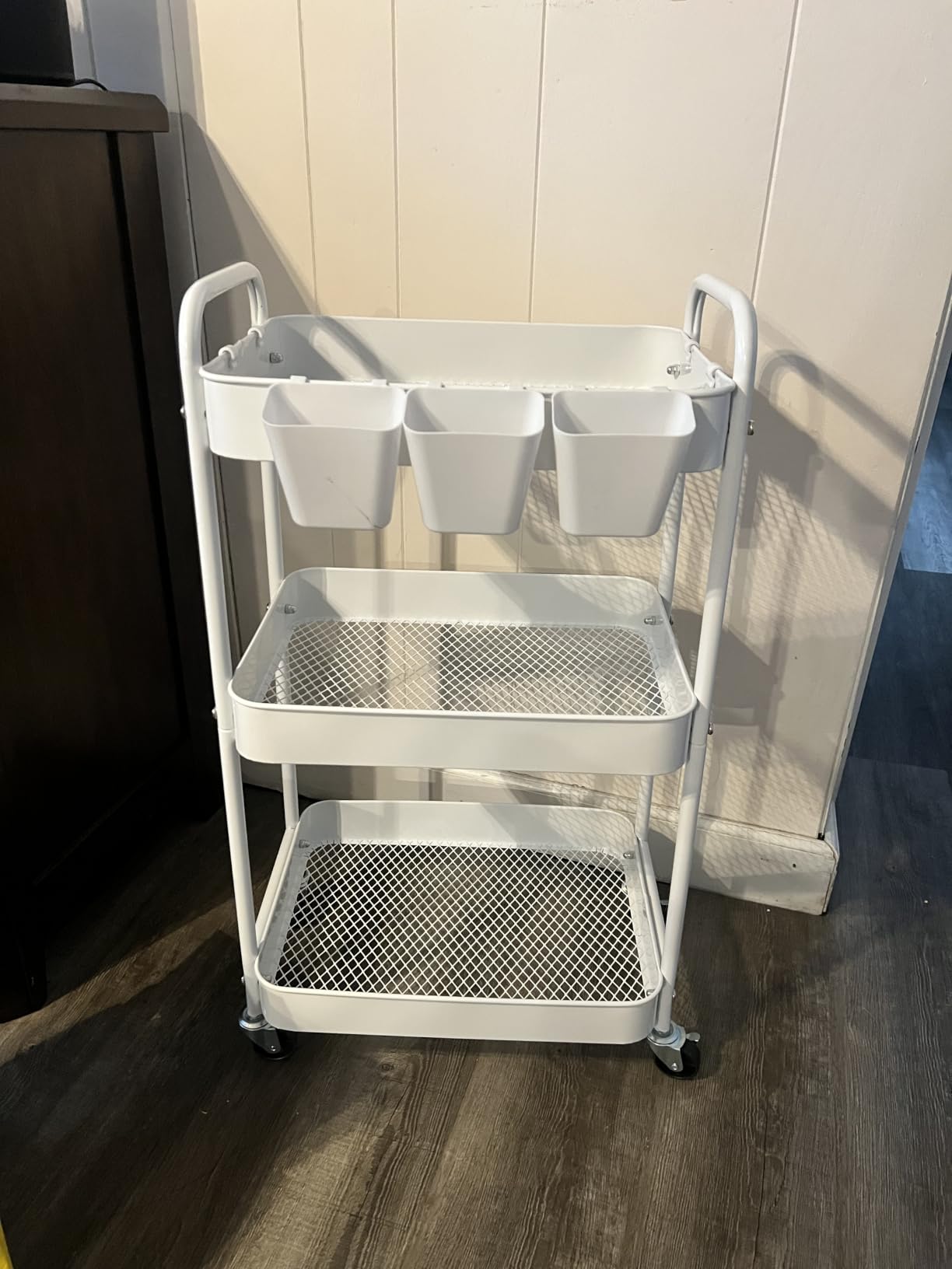 3 Tier Rolling Cart Metal with Wheels, Black Three Tiered Art Cart Organizer | Storage Utility Trolley Carts on Wheels for Kitchen, Art, Craft, Nail, Lash, Makeup, Salon, Bedside, Bathroom, Office, Snack, Paint customer photo 1