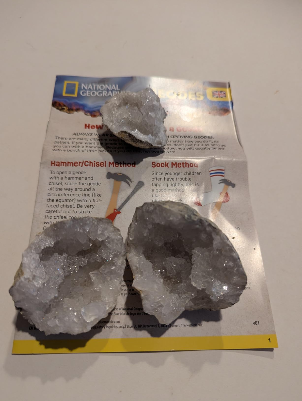 National Geographic Gigantic Geode Kit Earth Science Activity for Kids | Huge Natural Geode, Real Crystals Inside, Break-Open Activity, Rock and Mineral Science, Safety Goggles, Birthday Gift customer photo 2