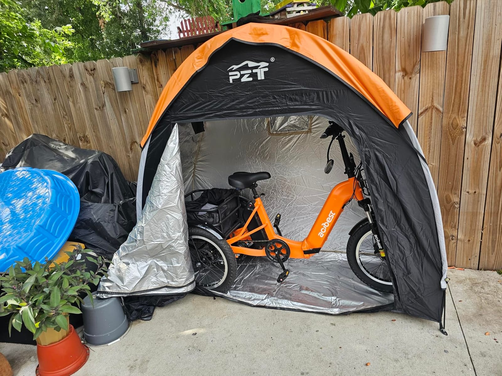 Upgraded Bike Tent with Rain Cover, Outdoor Storage Shed for 2-3 Bikes | 210D Oxford Fabric PU4000 Waterproof, Bike Shed/Bike Cover for Motorcycles, Garden Tools, Lawn Mower customer photo 2