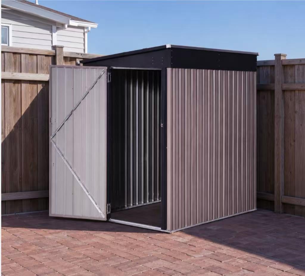 Aoxun 7x5 FT Lean to Shed Garden, Metal Storage Shed | Lockable Doors Outdoor Bike Shed for Backyard, Patio, Poolside, Brown customer photo 1