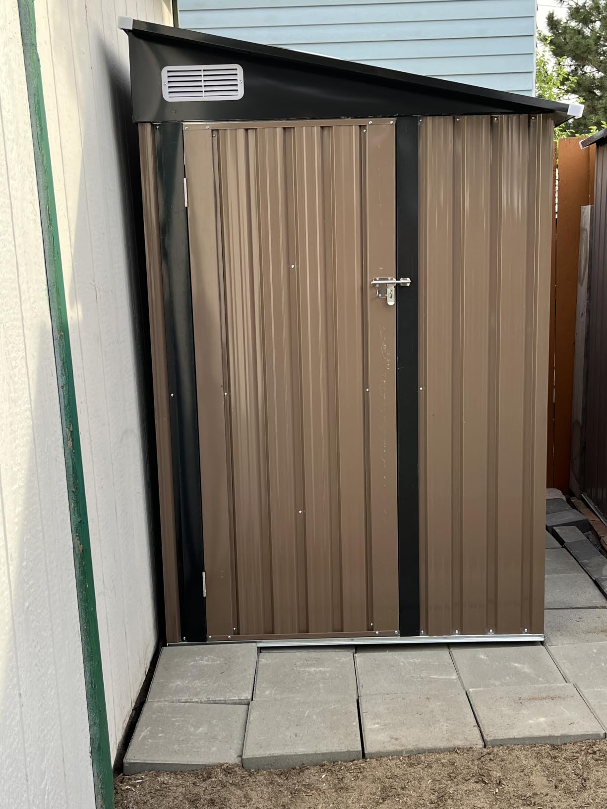 Aoxun 7x5 FT Lean to Shed Garden, Metal Storage Shed | Lockable Doors Outdoor Bike Shed for Backyard, Patio, Poolside, Brown customer photo 2