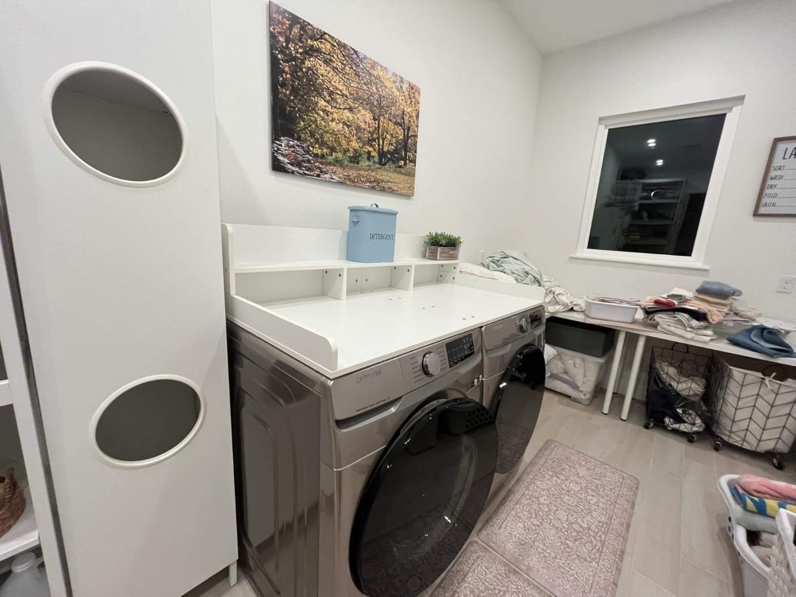 Washer Dryer Countertop with Shelf, 2-Tier Laundry Countertop Over Washer and Dryer, 54