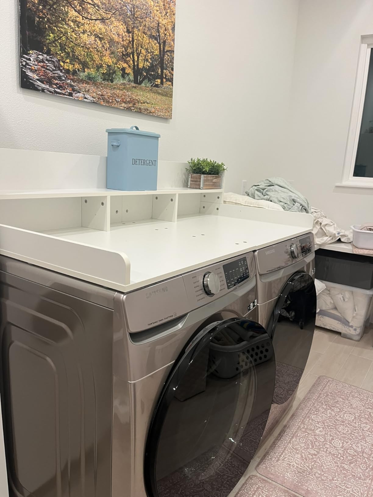 Washer Dryer Countertop with Shelf, 2-Tier Laundry Countertop Over Washer and Dryer, 54