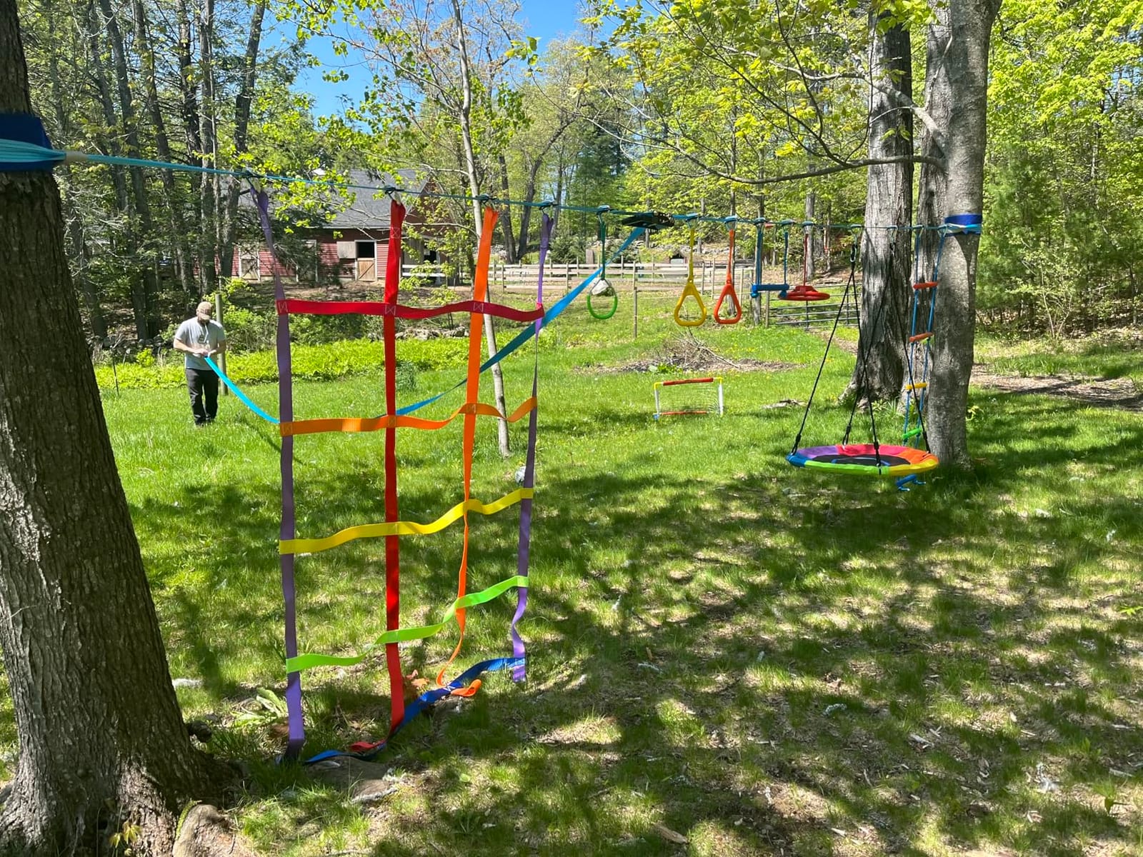 Hapfan 60 ft Ninja Warrior Obstacle Course Swing Set for Kids Outside - Includes 32 inch Saucer Swing & Adjustable Obstacles, ASTM Certified Playset, 880 lbs Capacity customer photo 1