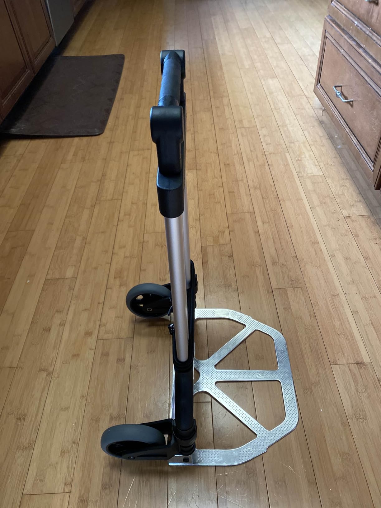 Folding Hand Truck, 2 in 1 Portable Heavy Duty Carrying Moving Dolly Cart with 4 Foldable Wheels and Retractable Handle Duty 330lbs (Blue) customer photo 1