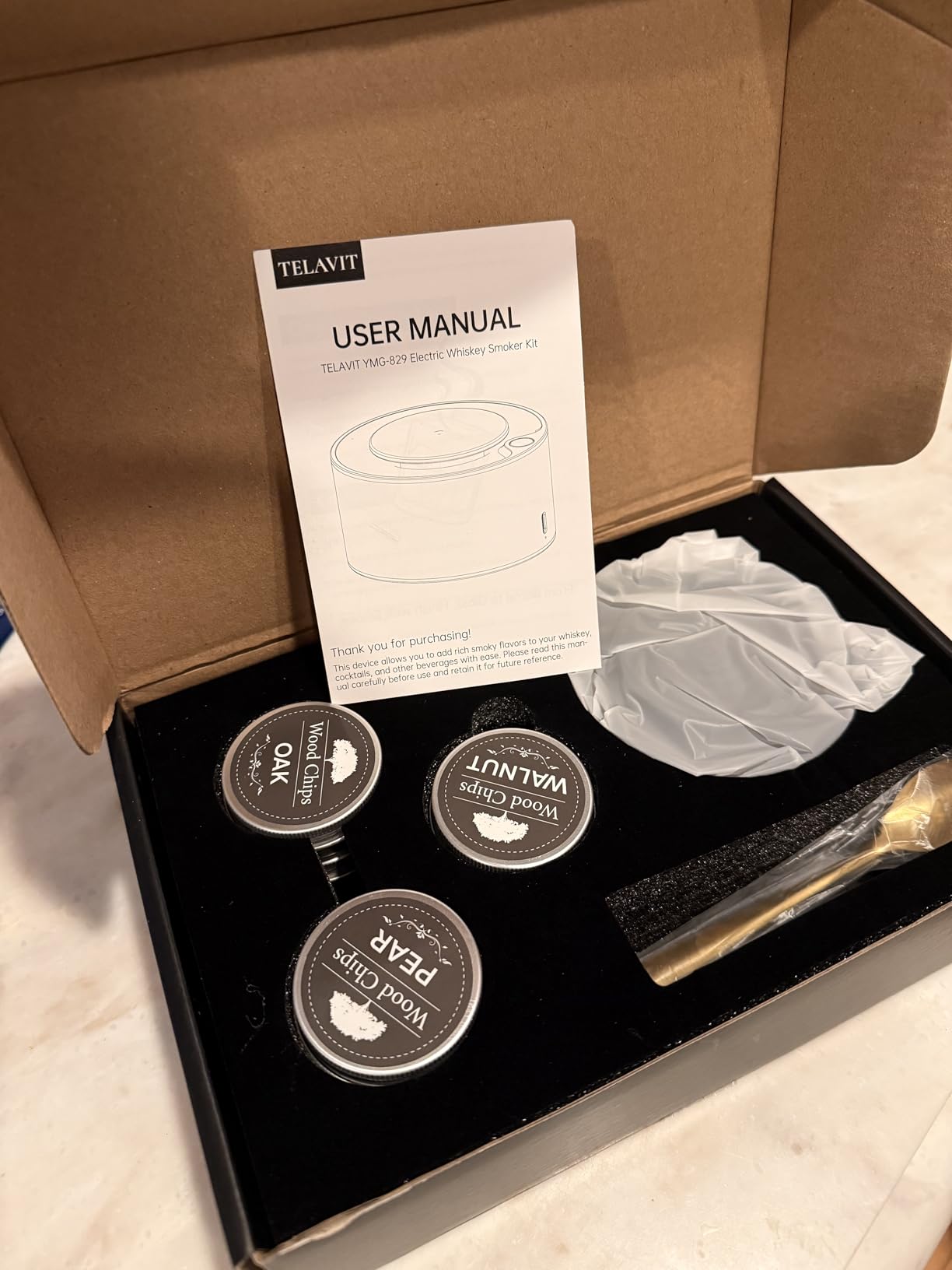 Electric Whiskey Smoker Kit, Rechargeable Bourbon Smoker Kit with 6 Flavors of Natural Wood Chips, Drink Smoker Infuser Kit Cocktail Idea Christmas Birthday Gifts for Men Husband Dad Him customer photo 1