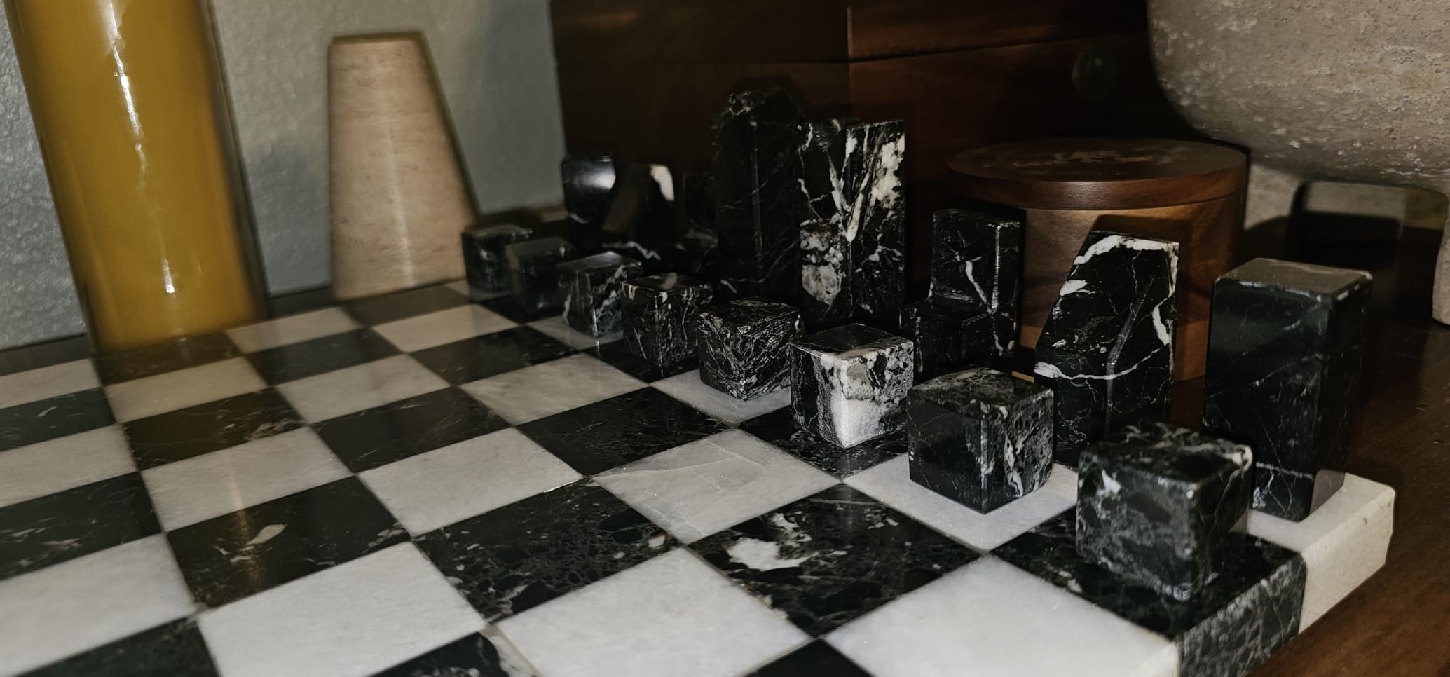 Modern Chess Set - Handcrafted Borderless Marble Chess Board with Minimalist Geometric Pieces, Luxury Decorative Chess Game for Coffee Table, Home Decor & Gifts customer photo 2
