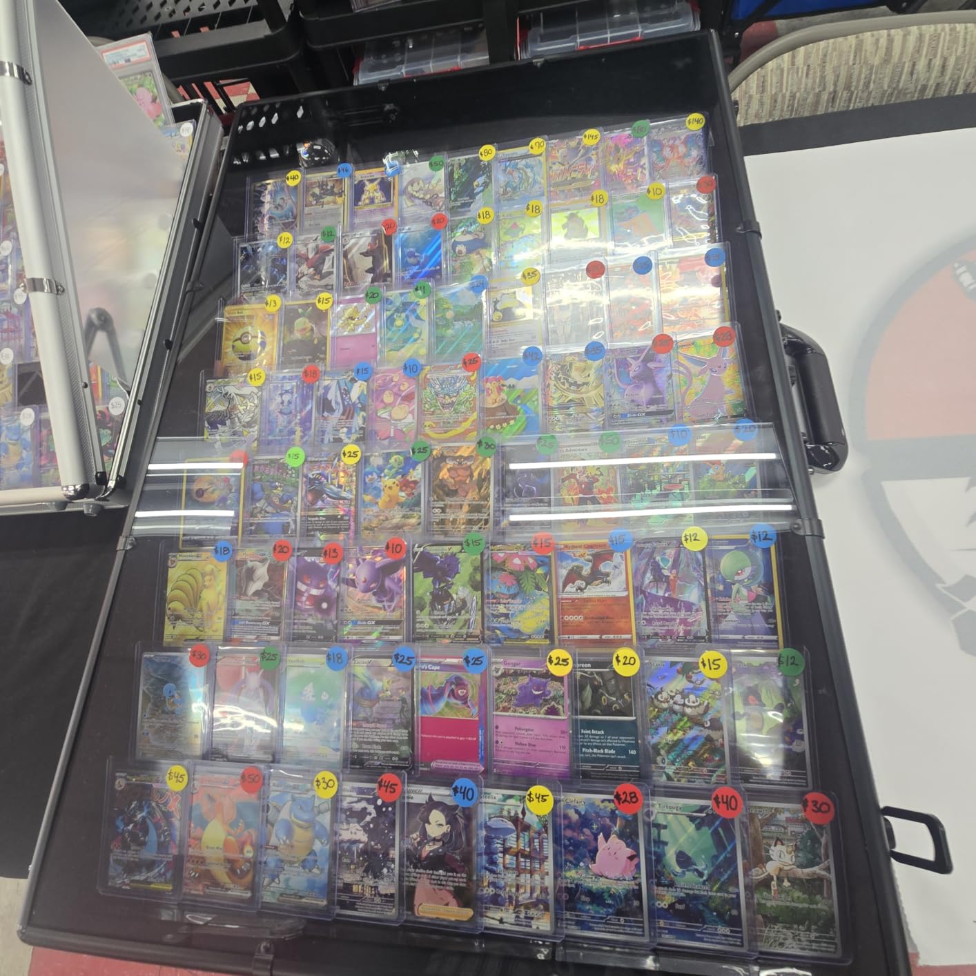 Trade Show Display Case - Large Aluminum Locking Tabletop Showcase | 34 x 22, for Trading Cards, Sports Cards, TCG - Lightweight & Portable for Exhibitions, Conventions, and Collectibles, Black customer photo 2