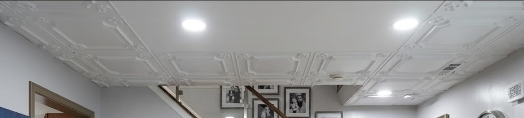 Art3d 24-Pack Waterproof PVC Drop Ceiling Tiles, 24 x 24 in, White | Lightweight, No Sag and Breakage, Easy to Clean, Compatible with Grid System, Perfect for Basement, Kitchen customer photo 1