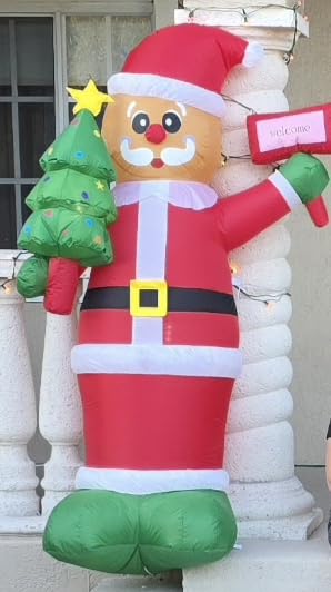 6Ft Christmas Inflatables Santa Gingerbread with LED Lights & Gift Box, Giant Christmas Inflatables Yard Decorations, Xmas Blow Up Santa Claus, Indoor/Outdoor Christmas Decor for Holiday Patio Garden customer photo 1