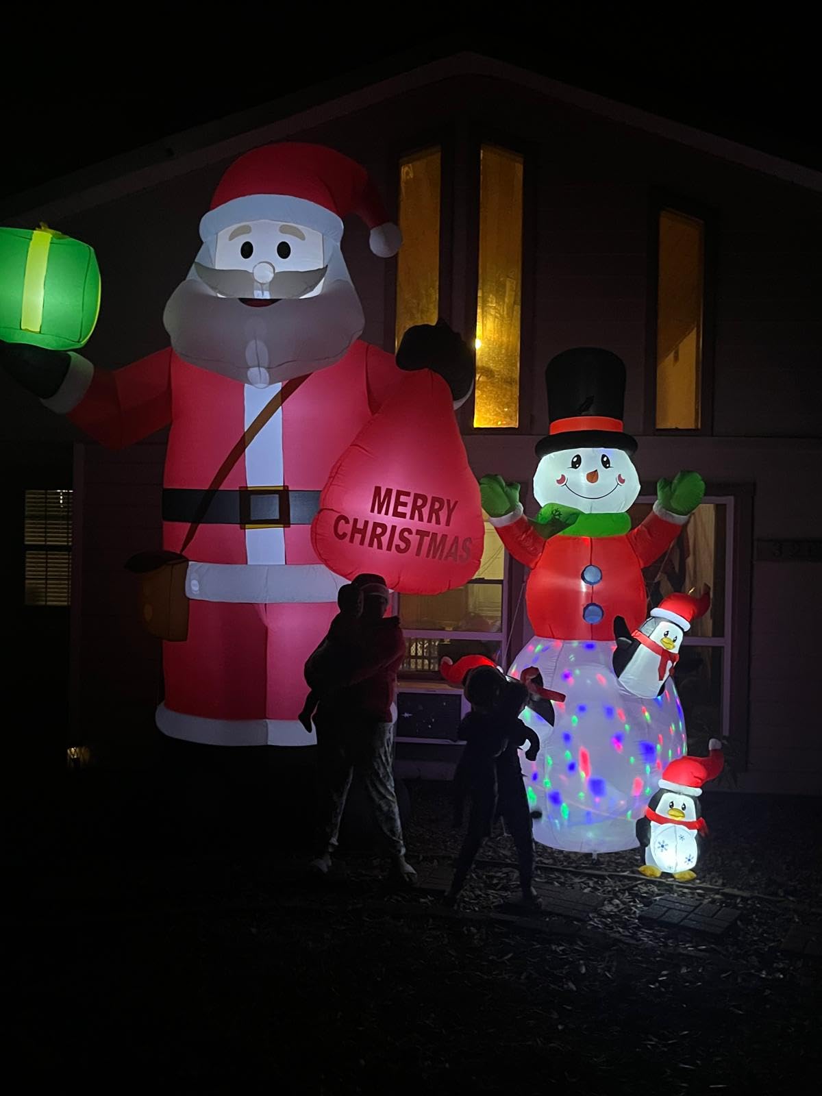 14 FT Christmas Inflatables Santa Claus Outdoor Decoration, Giant Santa Inflatable with Gift Bag, Blow Up Yard Decor with Built-in LED Lights for Xmas Lawn Garden Home Holiday Party customer photo 2
