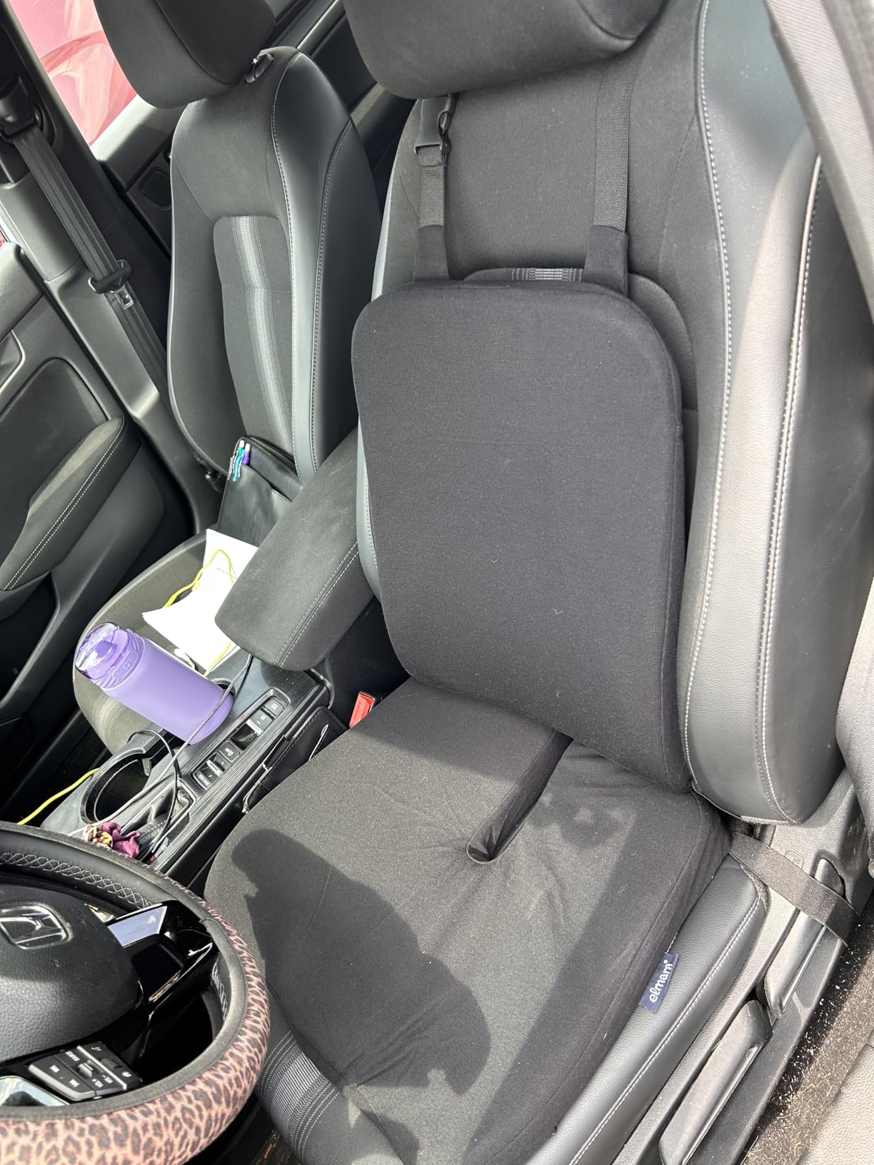 Elmara Doctor-Designed Car Seat Cushions for Driving - Car Seat Back Support, Driver Seat Cushion and Back Cushion for Car, Pillow for Driving Seat - The Ultimate Comfort Solution for Cars (Black) customer photo 1