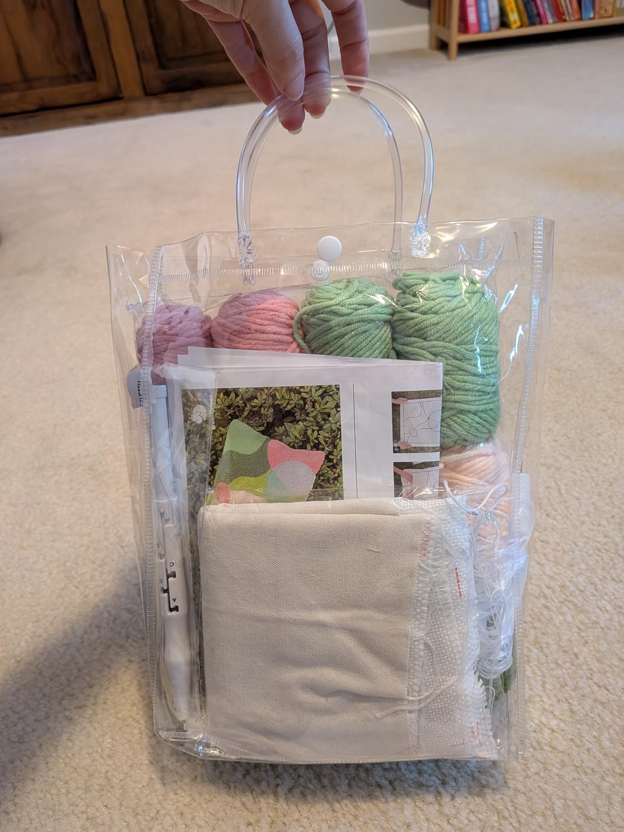 HAND U JOURNEY Punch Needle Pillow Cover DIY Kit - 16x16 Printed Pattern, Adjustable Punch Needle, Yarn & Fabric for Beginner Needlework Crafts (Sunrise) customer photo 2