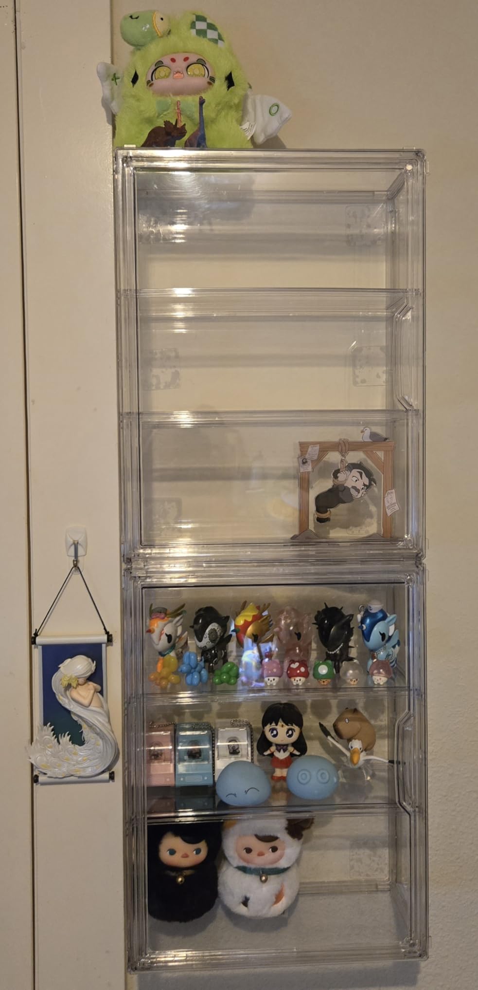 Clear 4 Tiers Acrylic Display Case for Figures Collectibles Wall Mounted Hobby Figurine Display Case with Shelves, Display Shelf Storage Box for Labubu Pop Mart, Action Figures, XXL, 1 Pack customer photo 2