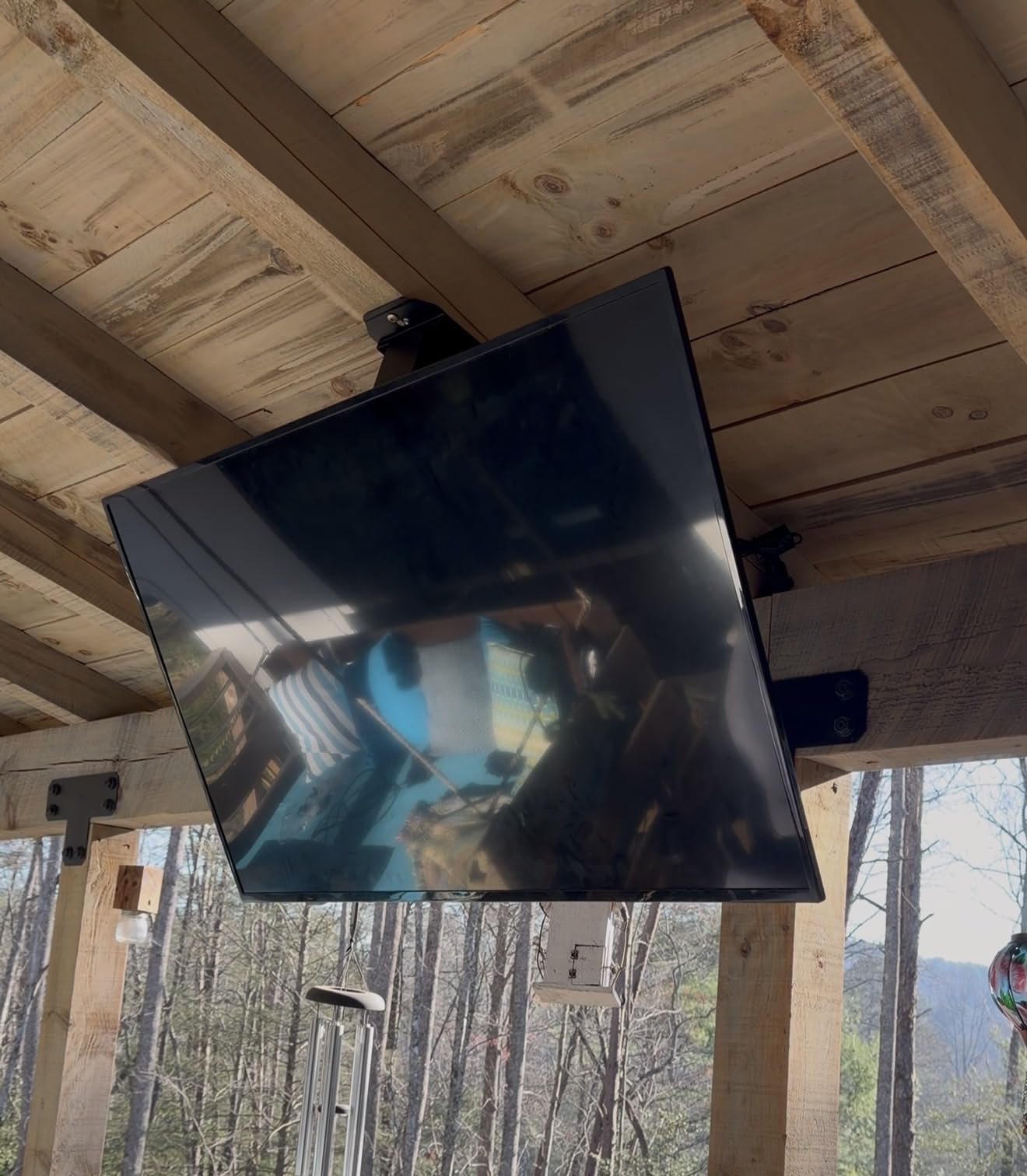 monTEK Motorized Ceiling TV Mount for 43-86 Inch TVs, Heavy-Duty 121lbs (4X Load Tested), Off-Center VESA Compatible, Electric Flip Down with Remote/App/Voice Control, Fits Flat & Pitched Roof customer photo 2