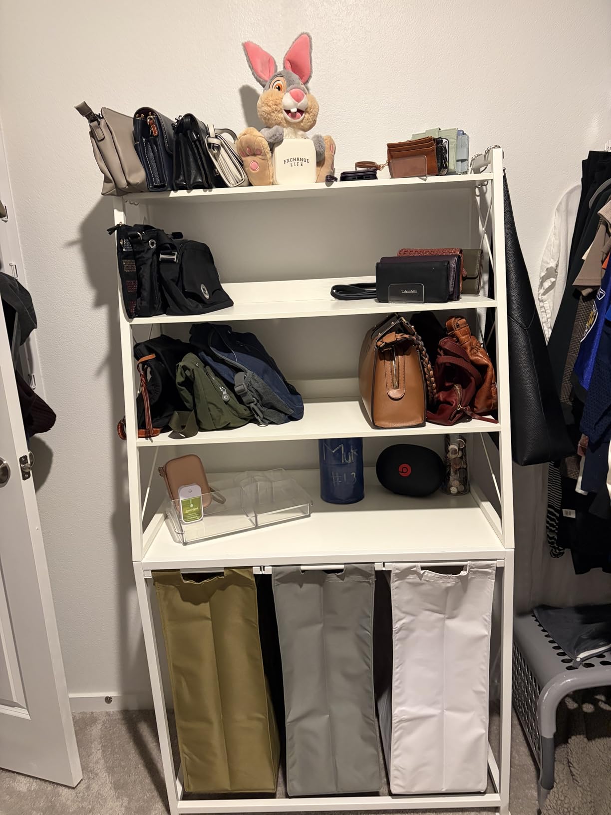 Herture Laundry Basket, 4 Section Laundry Hamper with 4 Tiers Shelf, Pull-Out and Removable Laundry Bags, Large 4 x 15.87 Gallons, for Laundry Room Bathroom Rustic Brown PF12XLN customer photo 1