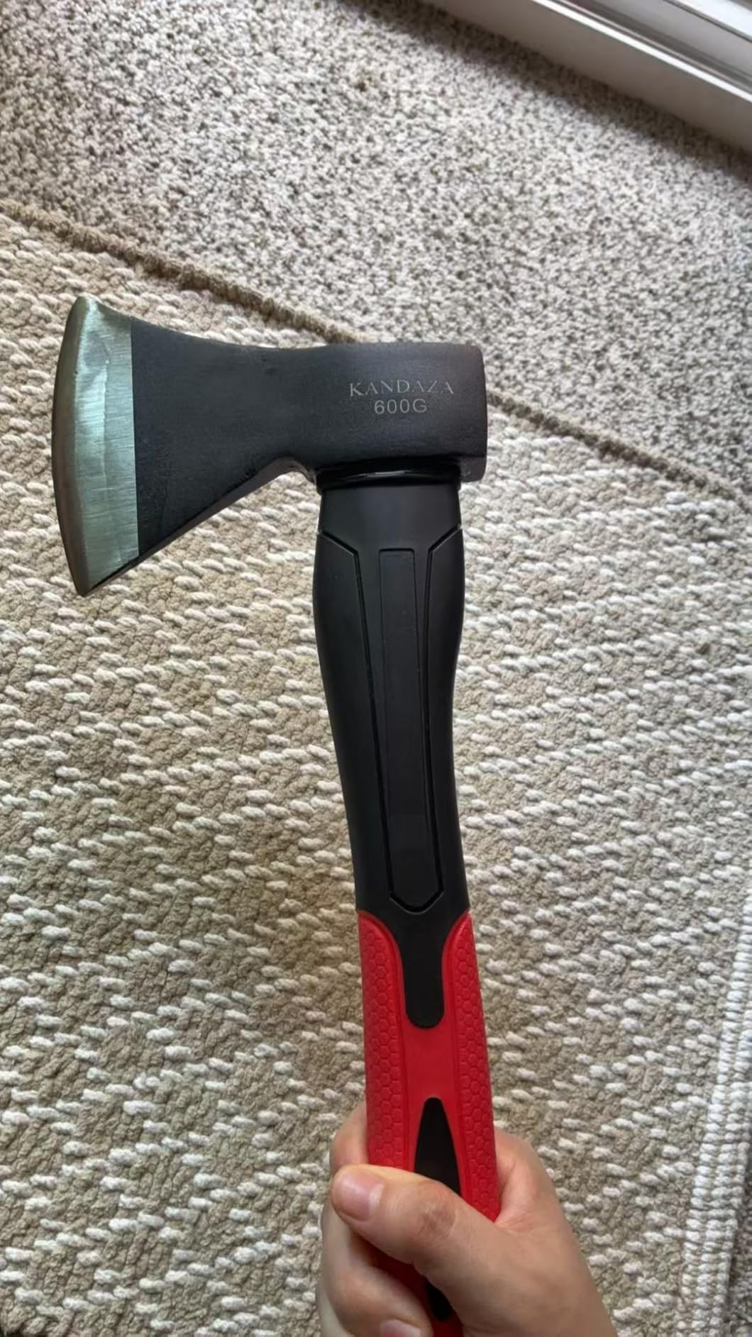 15 Inch Camping Hatchet Axe for Kindling & Wood Chopping | Forged Carbon Steel Head, Shock-Absorbing Fiberglass Handle with Non-Slip Grip, for Camping, Hiking & Yard Work customer photo 1