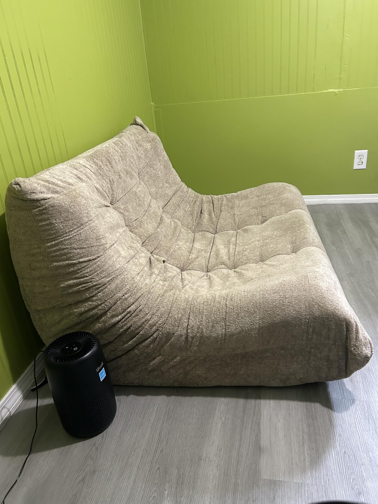 Loveseat Chenille Bean Bag Chair for Adults, Oversized 40D Memory Foam Floor Sofa, Giant Deep Seat Gaming Reading Nook, No Assembly Required, Black Onyx customer photo 2