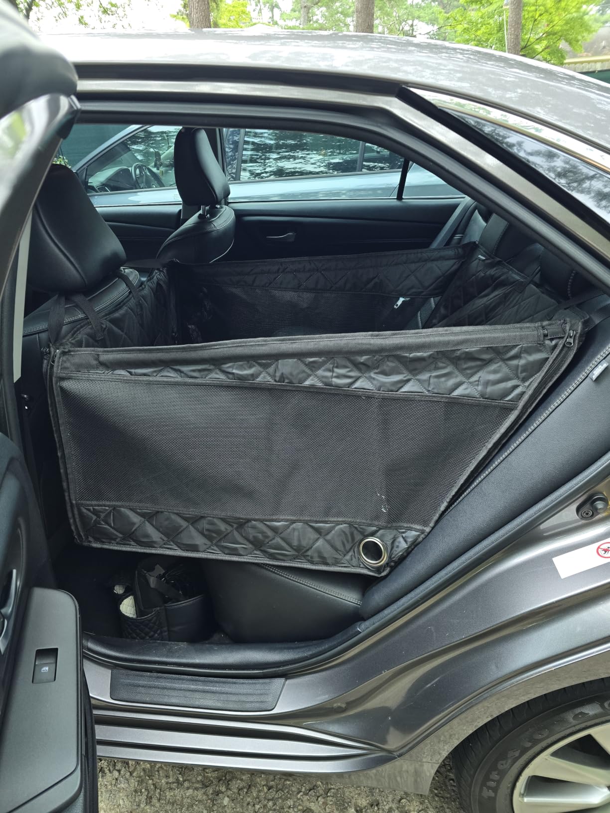URPOWER Hard Bottom Dog Car Seat Cover for Back Seat, Waterproof Hammock | 400 lbs Support, 45% More Space, PU Leather, Waterproof, Scratch Resistant, Non-Slip, Mesh Window, Dog Seat Belt Included customer photo 2