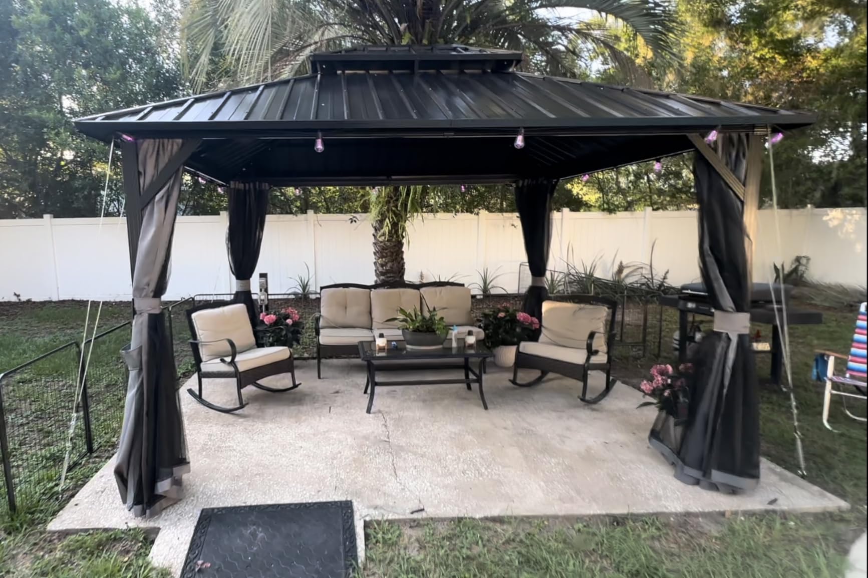 Aoxun Grill Hardtop Gazebo 5 x 8 FT, Outdoor Metal Hard Top Gazebo, Dark | Permanent BBQ Pavilion with Galvanized Steel Roof, Aluminum Pavilion with Shelves for Lawn, Garden, Patio, Backyard customer photo 2