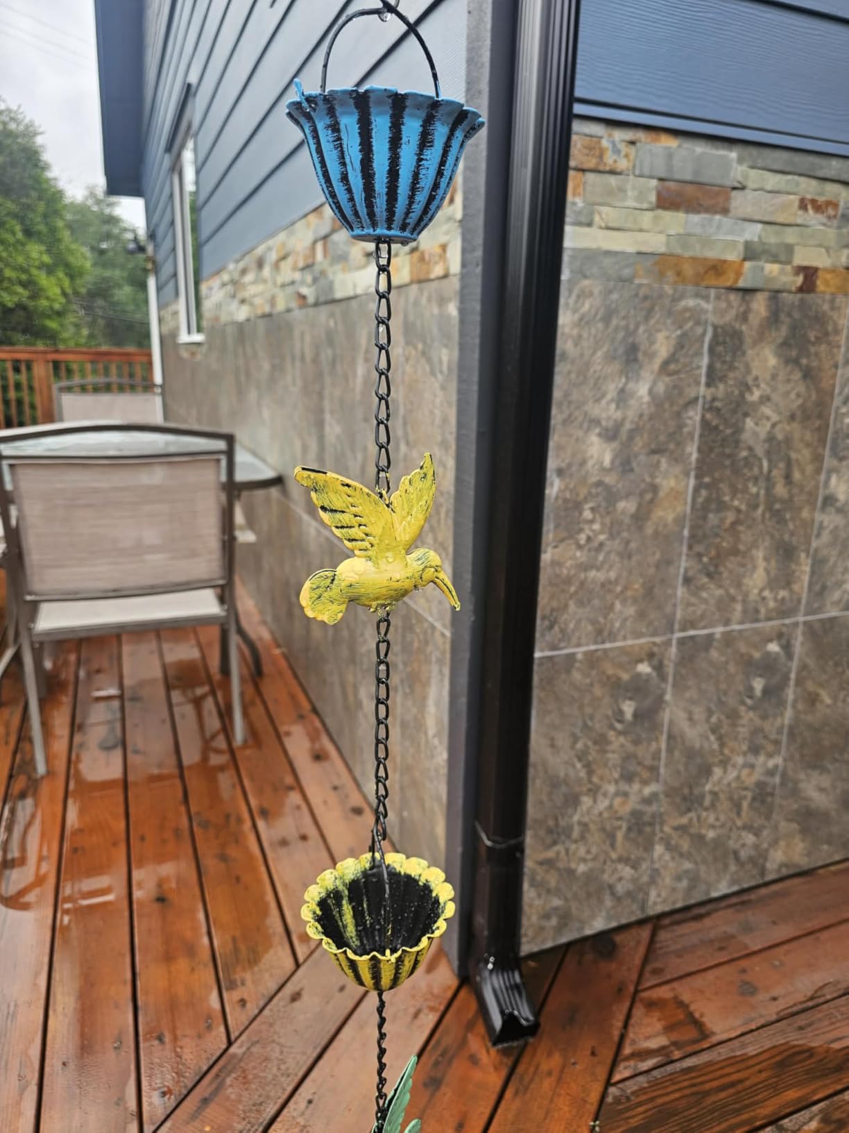 8.5FT Hummingbird Rain Chains for Outside Gutters, Rust-Resistant Metal | Colorful Rain Chain, Decorative Rain Catcher Chain for Heavy Rain, Adjustable Length, Replacement Downspout customer photo 1