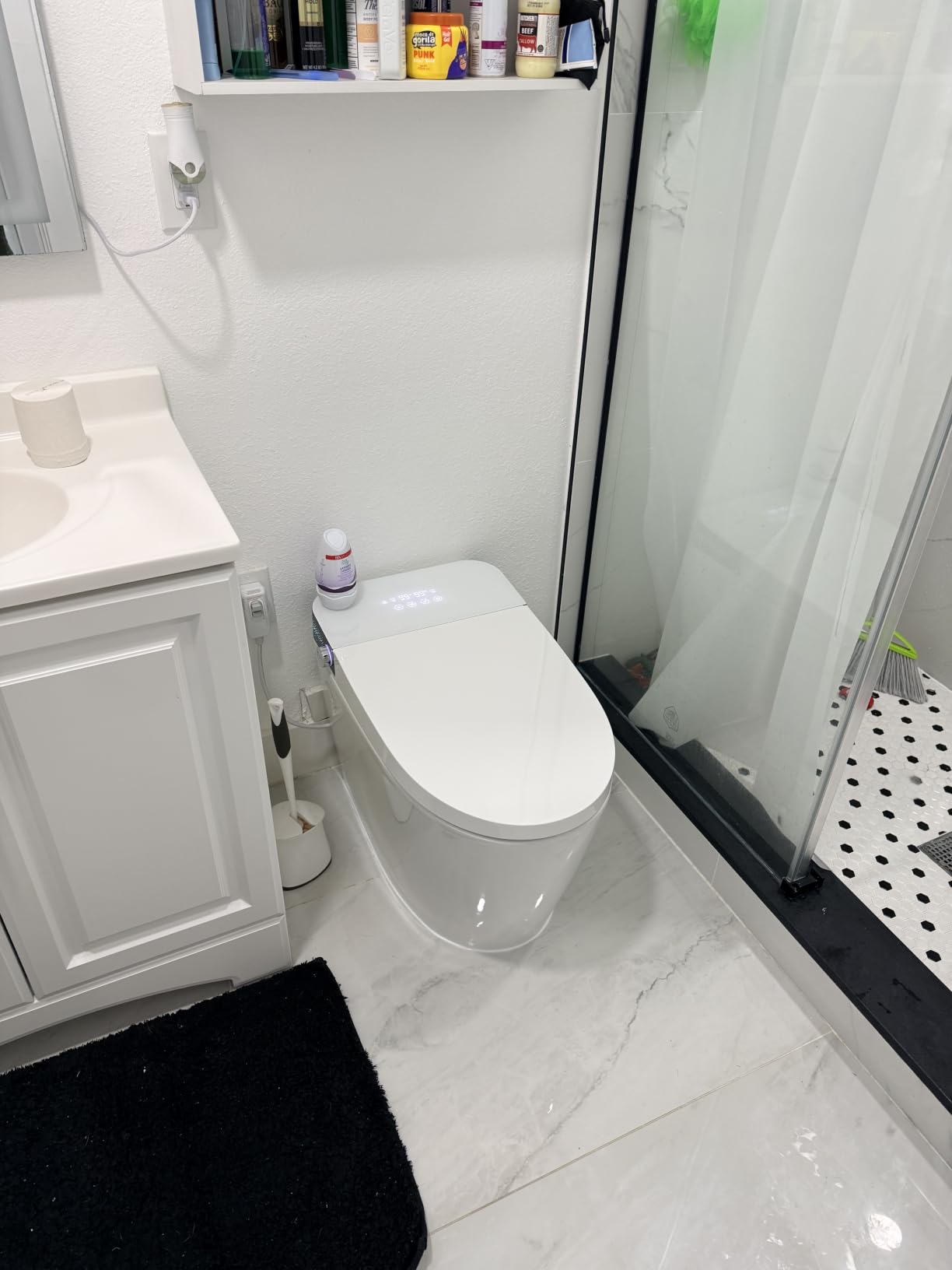 Smart Toilet with Bidet Built in - with Auto Soft Open&Close, Auto Flush | One Piece Toilet with Remote, Instant Warm Water & Air Dryer, Heated Seat, LED & Night Light, Self-Cleaning, Full/Half Flush customer photo 2