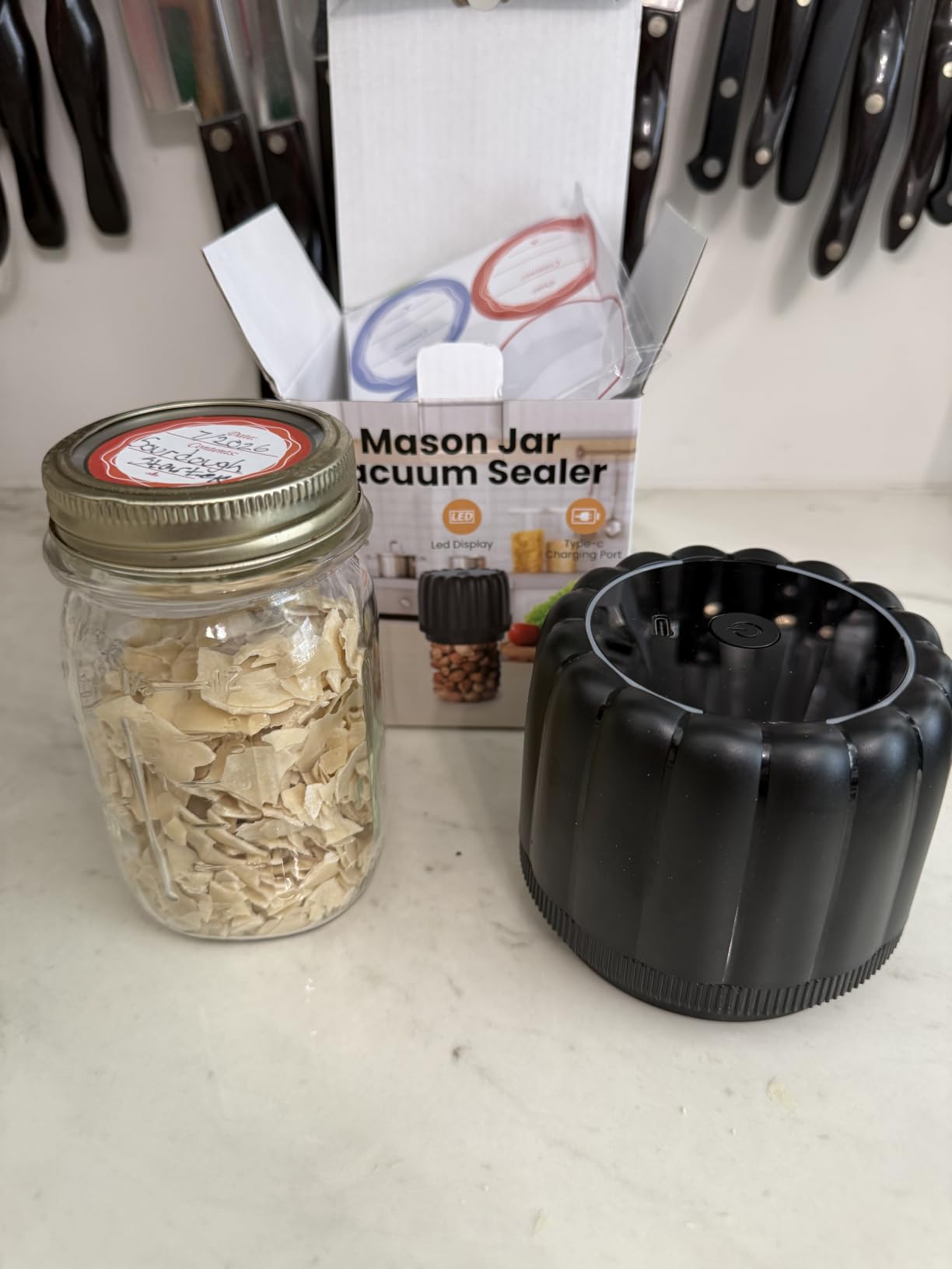 Electric Mason Jar Vacuum Sealer Kits with Wide & Regular Mouth Mason Lids | 2026 Upgraded -80kpa Automatic Vacuum Pump 2500mAh Battery One Touch Canning Sealing Machine for Food Storage Black customer photo 2