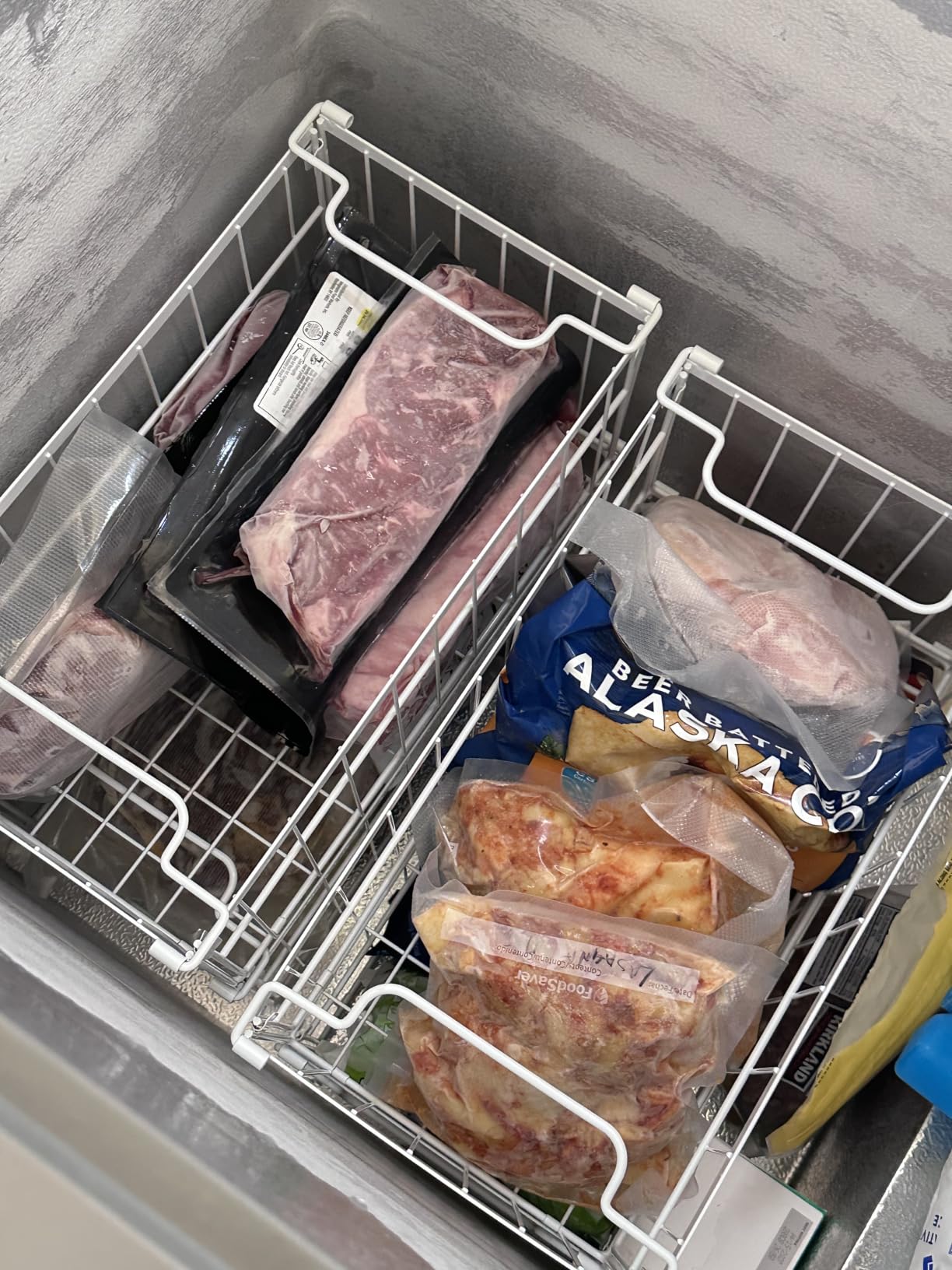Freezer Organizer Bins, 6 Pack Big Baskets for 5/7 Cu.FT Deep Freezer | Stackable Chest Freezer Organizer Bins, Foldable Baskets with Handles, Black Storage Container Baskets for Sort Frozen Meats customer photo 1