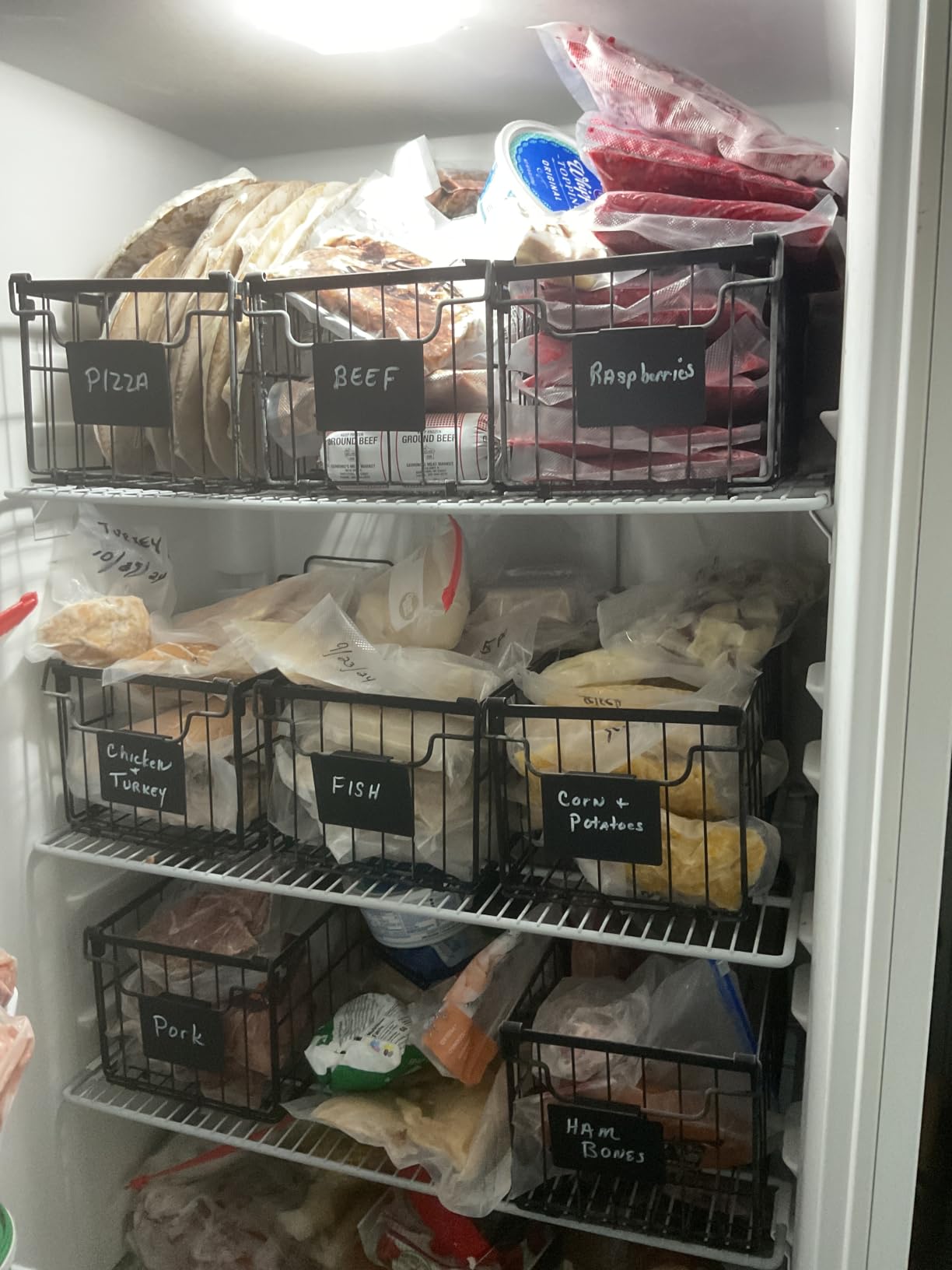 Freezer Organizer Bins, 6 Pack Big Baskets for 5/7 Cu.FT Deep Freezer | Stackable Chest Freezer Organizer Bins, Foldable Baskets with Handles, Black Storage Container Baskets for Sort Frozen Meats customer photo 2