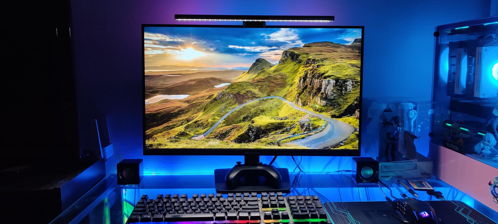 Syrinx Monitor Light Bar with Backlight, Gaming & Home Office Monitor Lamp | CRI95+, No Screen Glare Eye Care Light, 1200lm, Touch & Gesture Control, Stepless Dimming for Flat & Curved Monitors customer photo 1