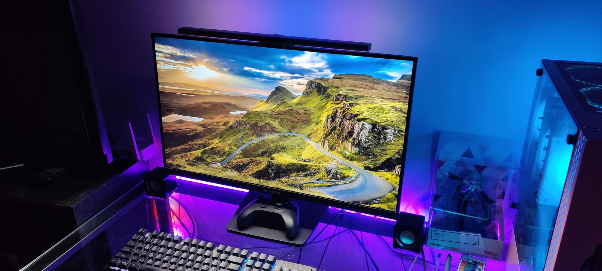 Syrinx Monitor Light Bar with Backlight, Gaming & Home Office Monitor Lamp | CRI95+, No Screen Glare Eye Care Light, 1200lm, Touch & Gesture Control, Stepless Dimming for Flat & Curved Monitors customer photo 2