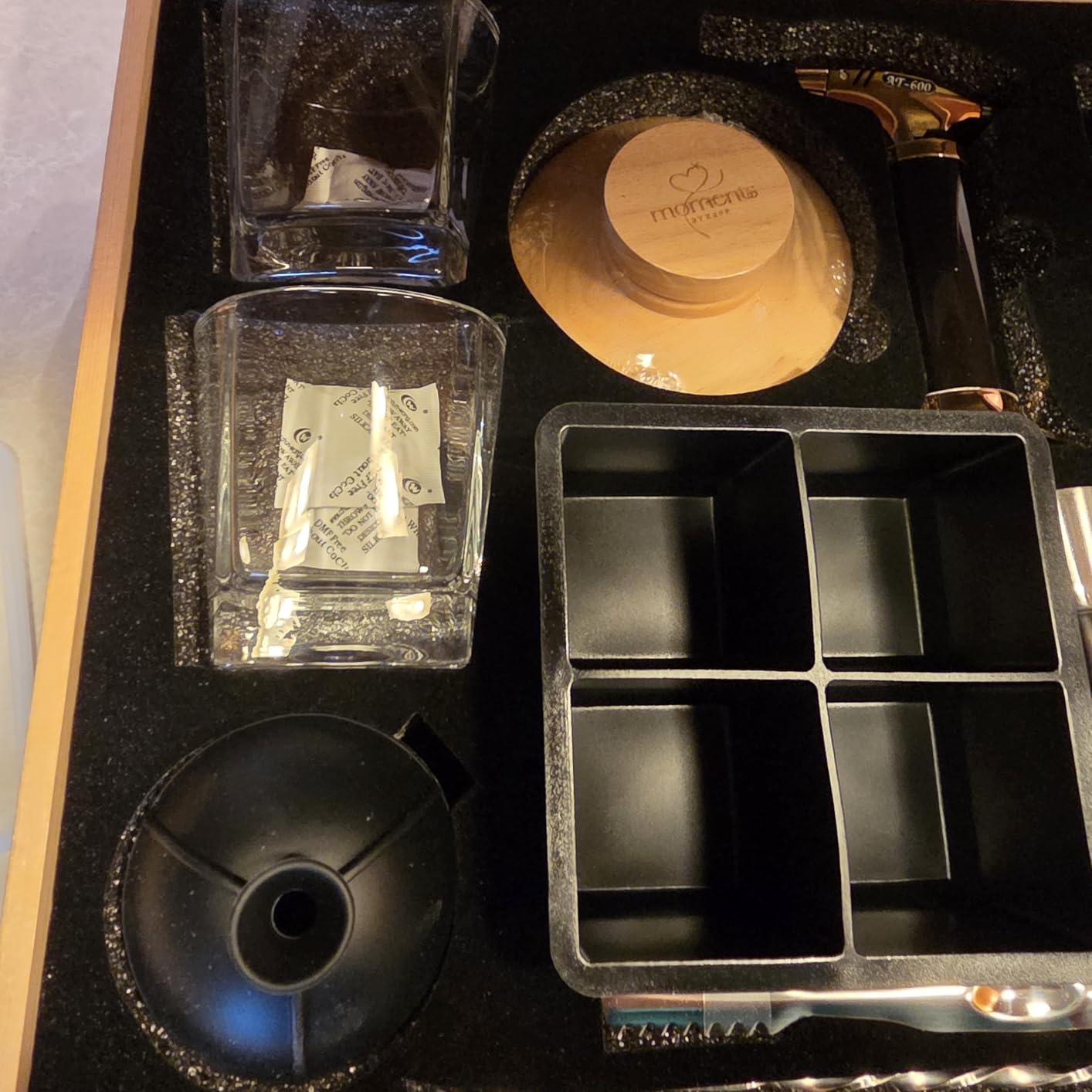 Premium Whiskey Smoker Kit - Wooden Gift Box with Torch, Smoker Lid, Square Glasses, Leather Coasters, 6 Wood Chips with Tray, Whiskey Stones, Ice Molds, Mixing Tools & Instructions customer photo 1