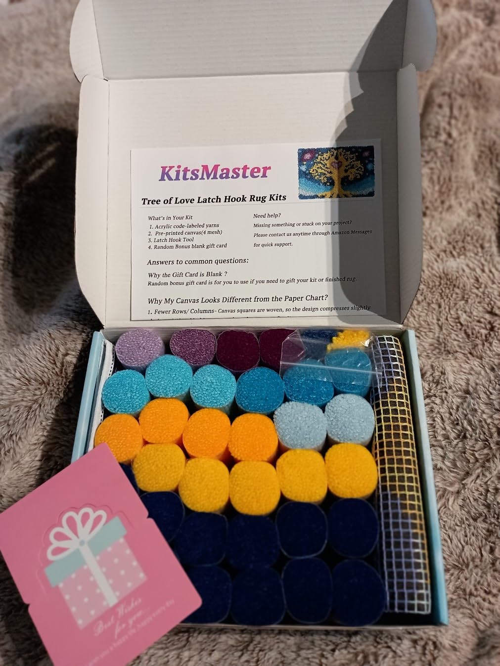 Floral Latch Hook Kit for Adults, Calming DIY Craft for Stress Relief | Complete Rug Kit with Pre-Printed Canvas & Color-Coded Yarns, Gift for DIY Enthusiasts, 23.6''x15.8'' (Floral Diamond) customer photo 2