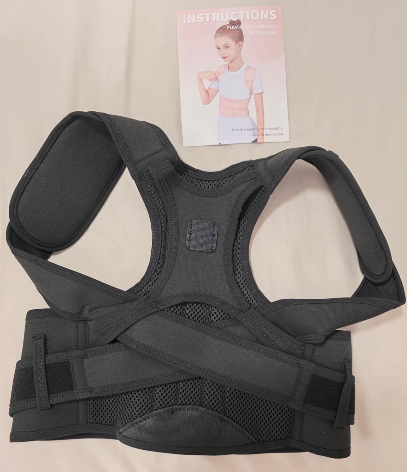 Back Posture Corrector for Kids Teenage Girls Boys Women - Adjustable Back Brace Straightener for Scoliosis Support, Hunchback Correction & Upper Back Pain Relief - Lightweight, Breathable & Comfortable for Daily Wear(Black L) customer photo 1