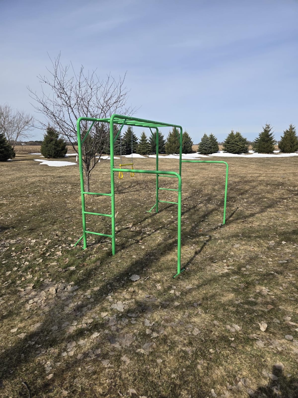 Monkey Bars for Backyard with Dual Gym Bars & Trapeze Swing | ASTM-certified 400-lb Heavy-duty Monkey Bars, Weather-resistant 3-in-1 Playset for Ages 3-8 customer photo 1